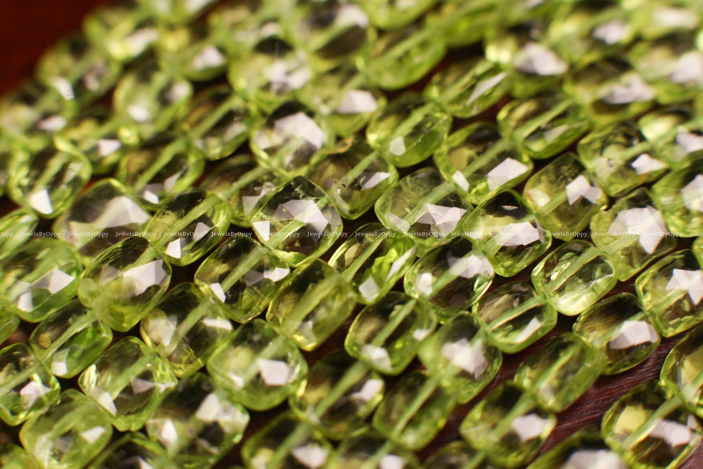 Genuine Peridot Faceted 4.5-5.5mm Square Cushion Shape Faceted AAA Quality August Birthstone Beads