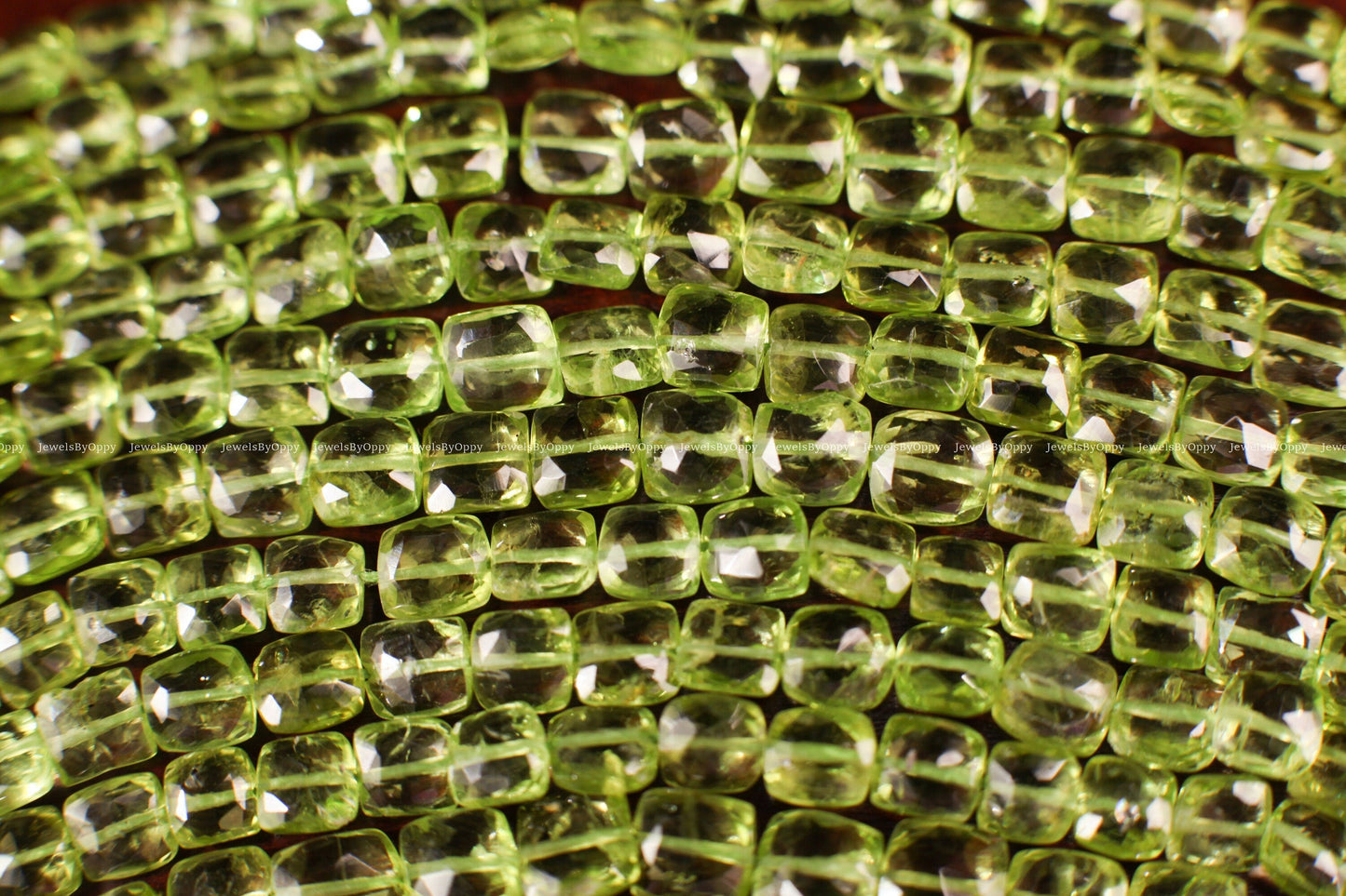 Genuine Peridot Faceted 4.5-5.5mm Square Cushion Shape Faceted AAA Quality August Birthstone Beads