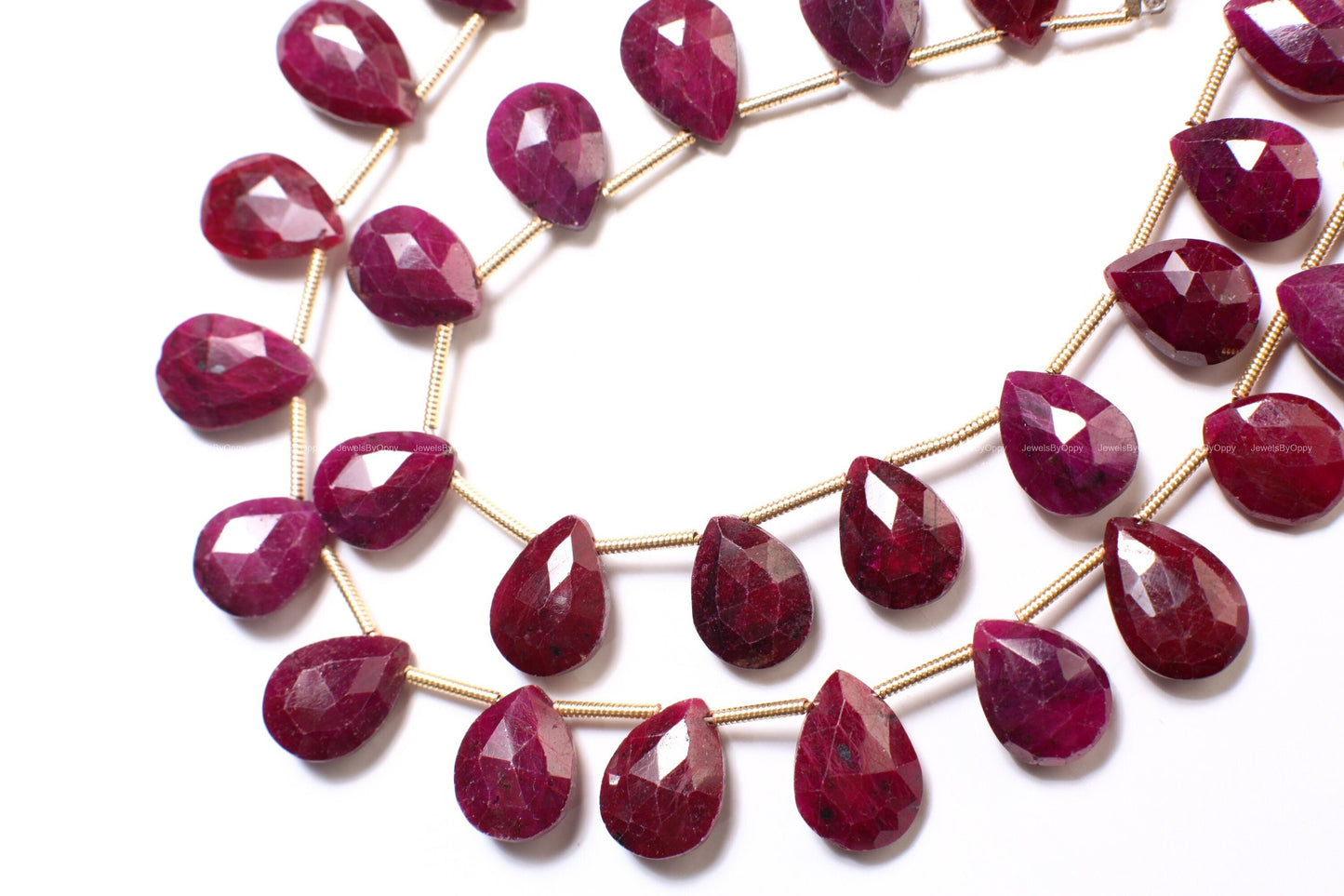 Genuine Faceted Ruby Pear drop 9x11-9x13mm Gemstone Teardrop for jewelry making. 2 pieces