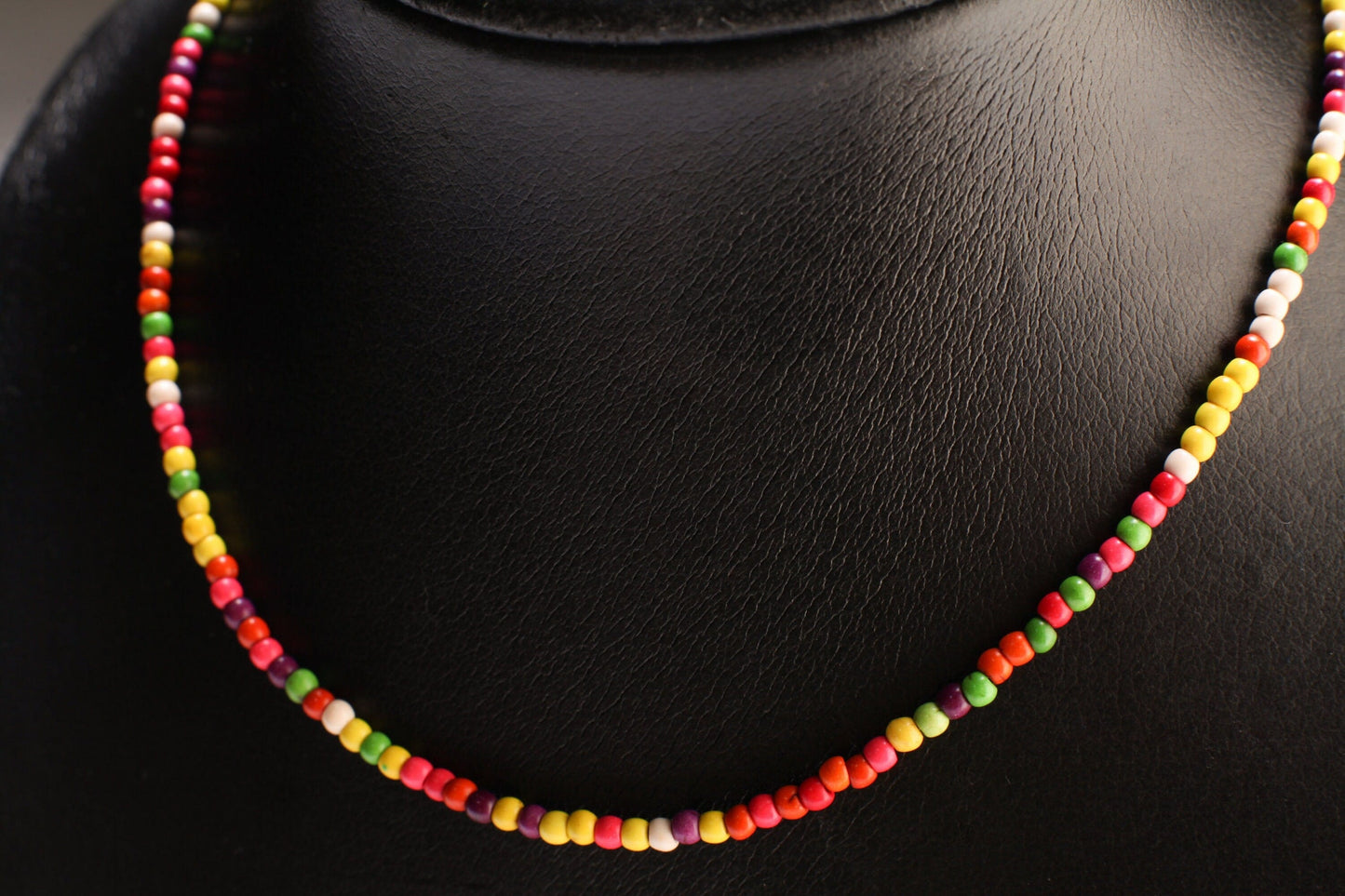 Multi color Magnesite 3mm Rondelle Beads Choker Necklace. African beads , summer style bright orange yellow purple green beads