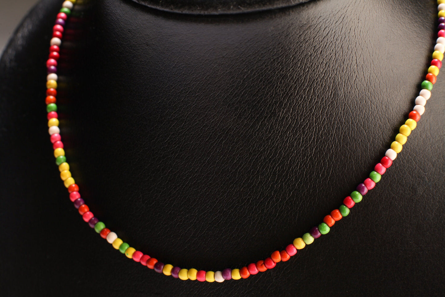 Multi color Magnesite 3mm Rondelle Beads Choker Necklace. African beads , summer style bright orange yellow purple green beads