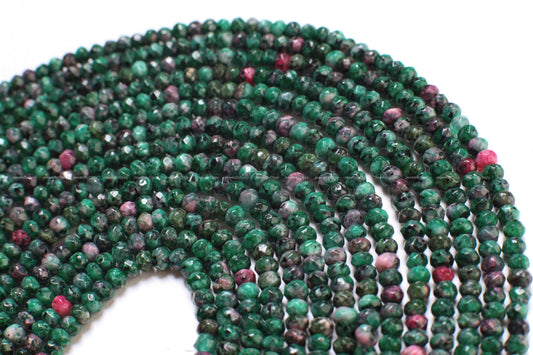 Ruby Zoisite 4mm faceted Rondelle Beads, jewelry making Rondelle Beads 14&quot; Strand