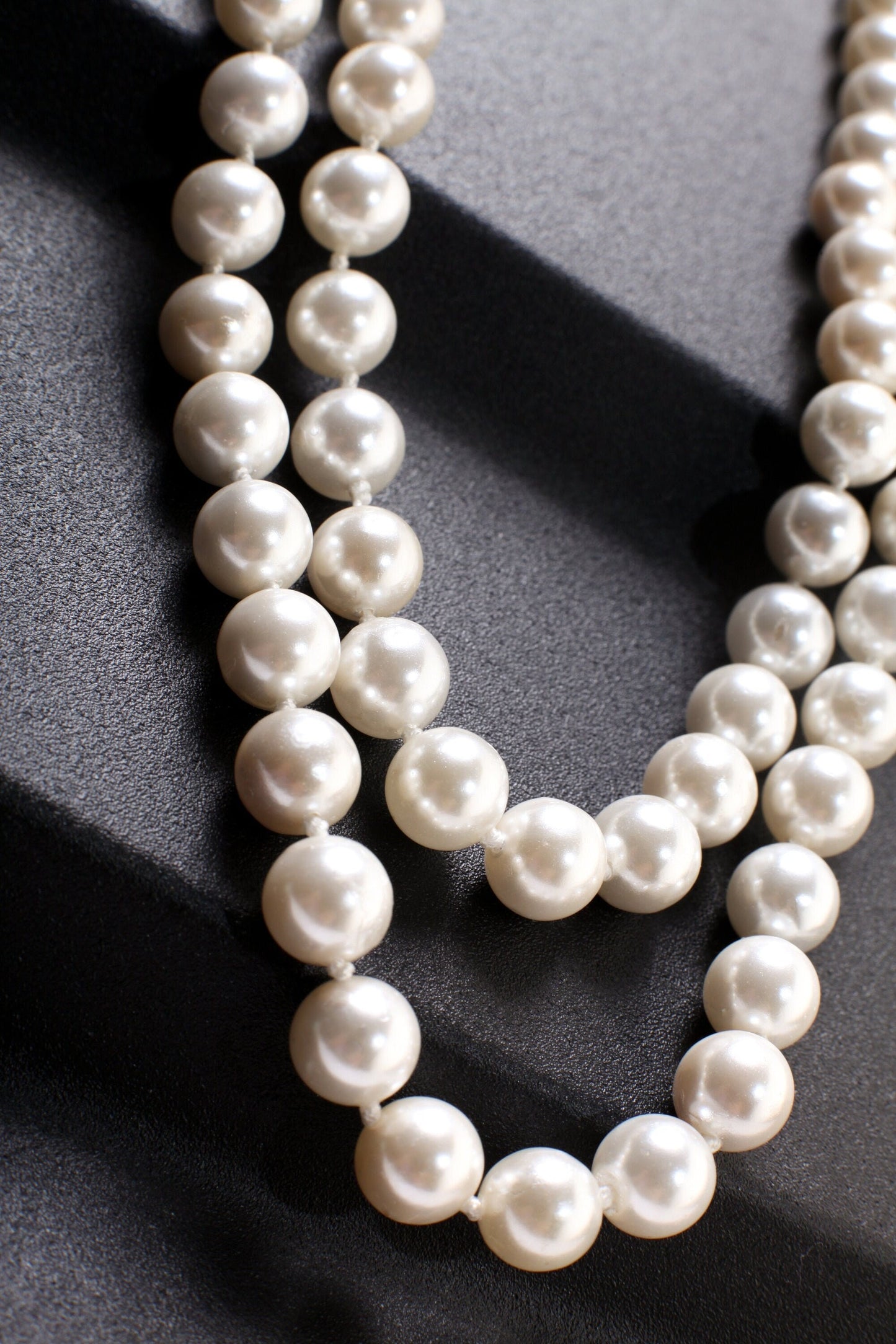 64" Hand Knotted Pearl Necklace Seashell South Sea Pearl 8.5mm Round Beads Statement White Long Double, Triple Layer Necklace 174 Pcs,Bridal