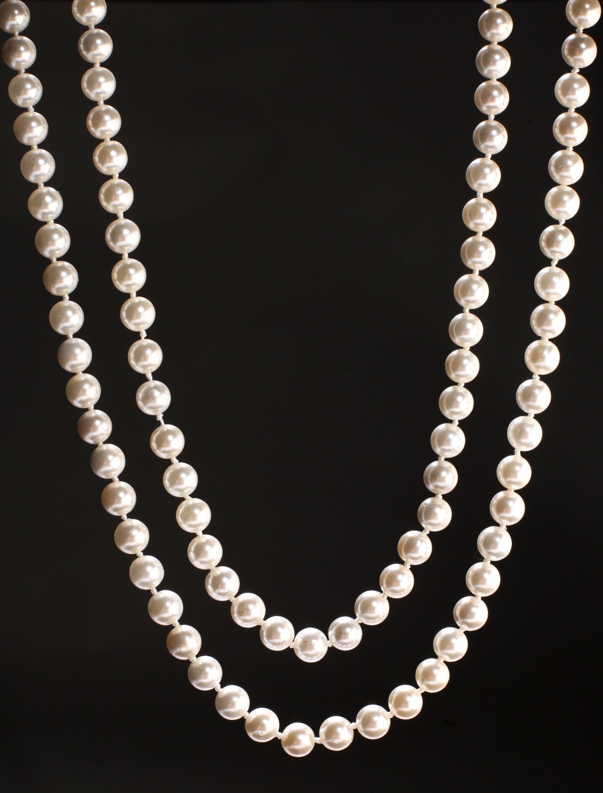 64" Hand Knotted Pearl Necklace Seashell South Sea Pearl 8.5mm Round Beads Statement White Long Double, Triple Layer Necklace 174 Pcs,Bridal