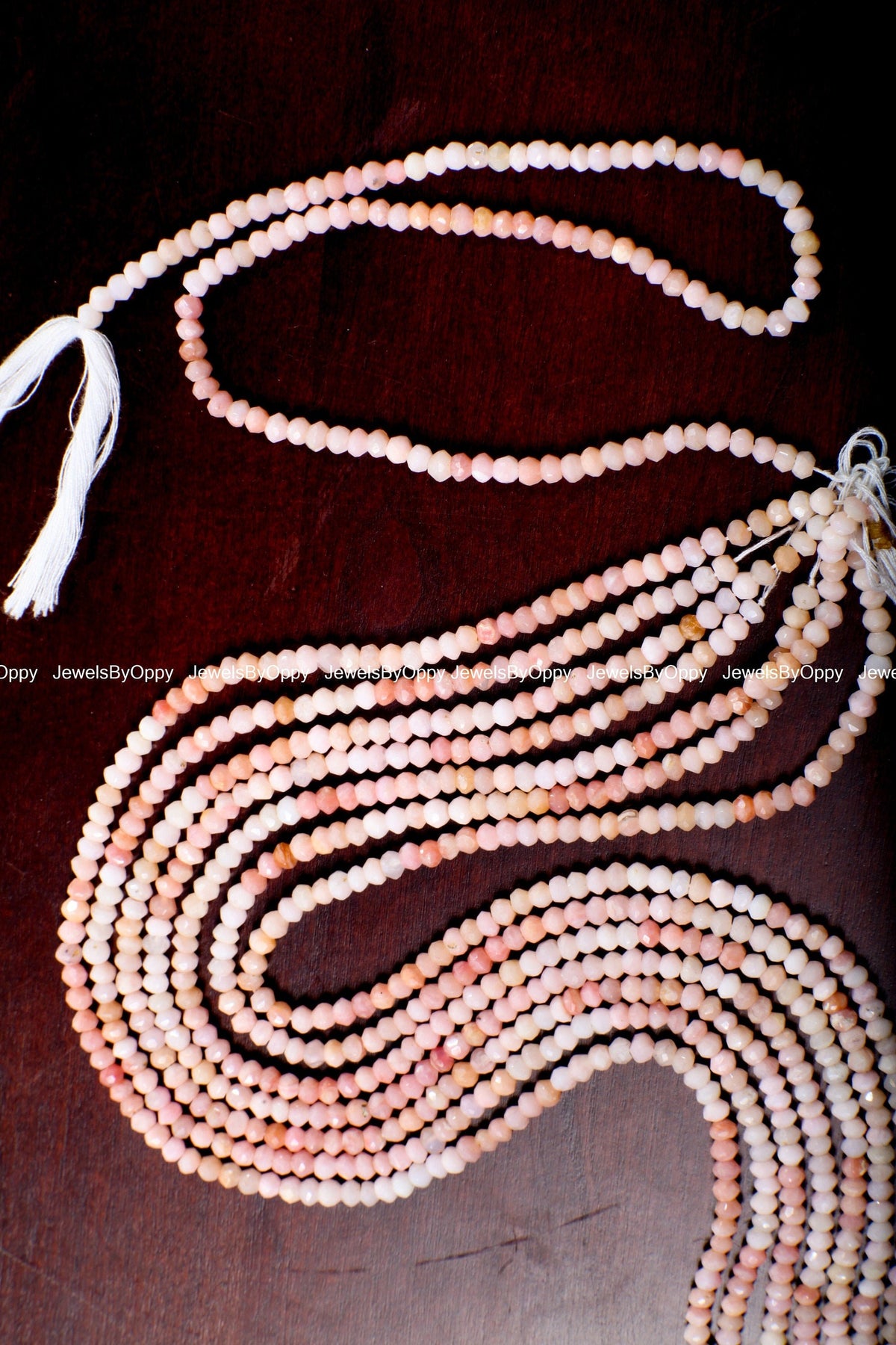 Pink Opal Rondelle, Natural Shaded Peruvian Opal Faceted Roundel 4mm Jewelry Making Gemstone Beads 13" Strand