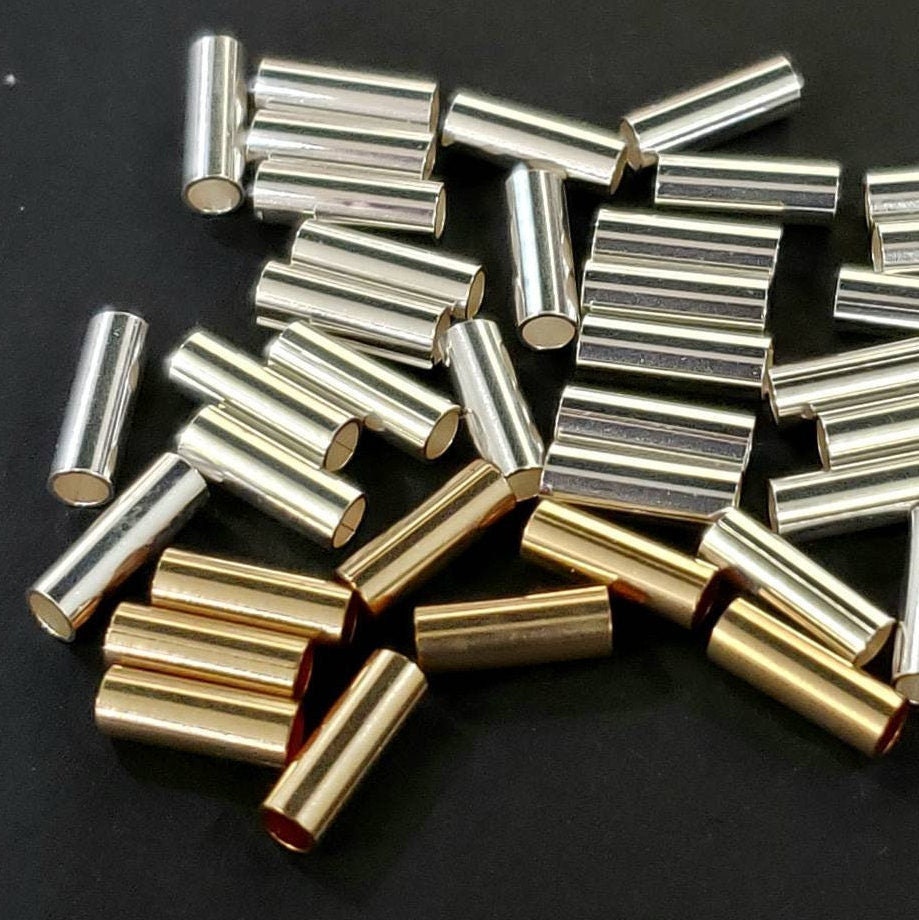 925 Sterling Silver 2x6mm liquid Silver tube and 14k Gold filled tube Spacer ,Made in USA, high quality jewelry making supplies.10, 20 pcs