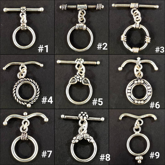 925 sterling silver bali toggle clasp, 13 to 15mm choose your style. Jewelry making vintage antique finish bali clasp 1 set