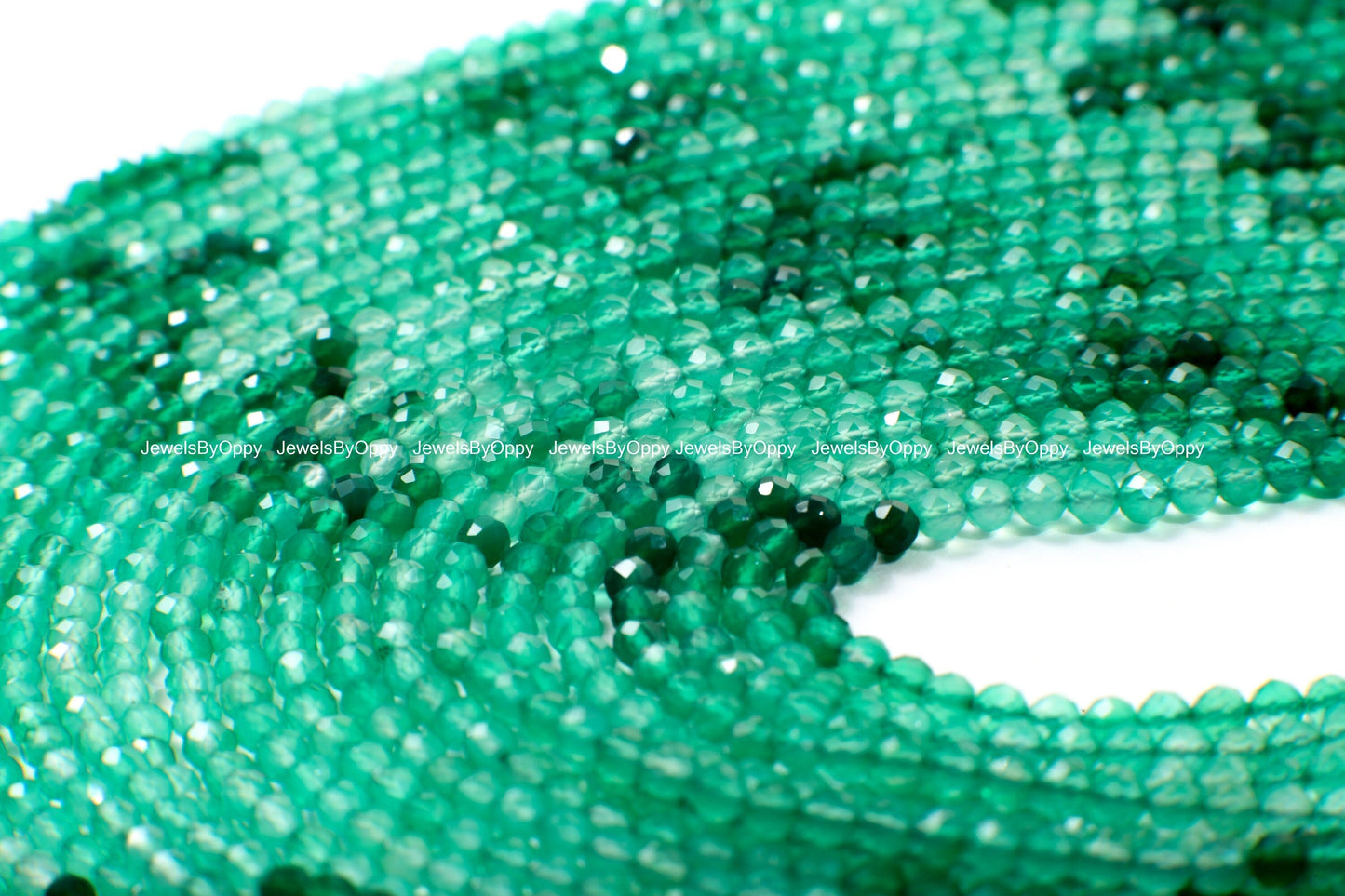 Green Onyx Shaded Faceted 3mm Round Jewelry Making Bracelet, Necklace Earrings Gemstone Beads 12.5&quot; Strand