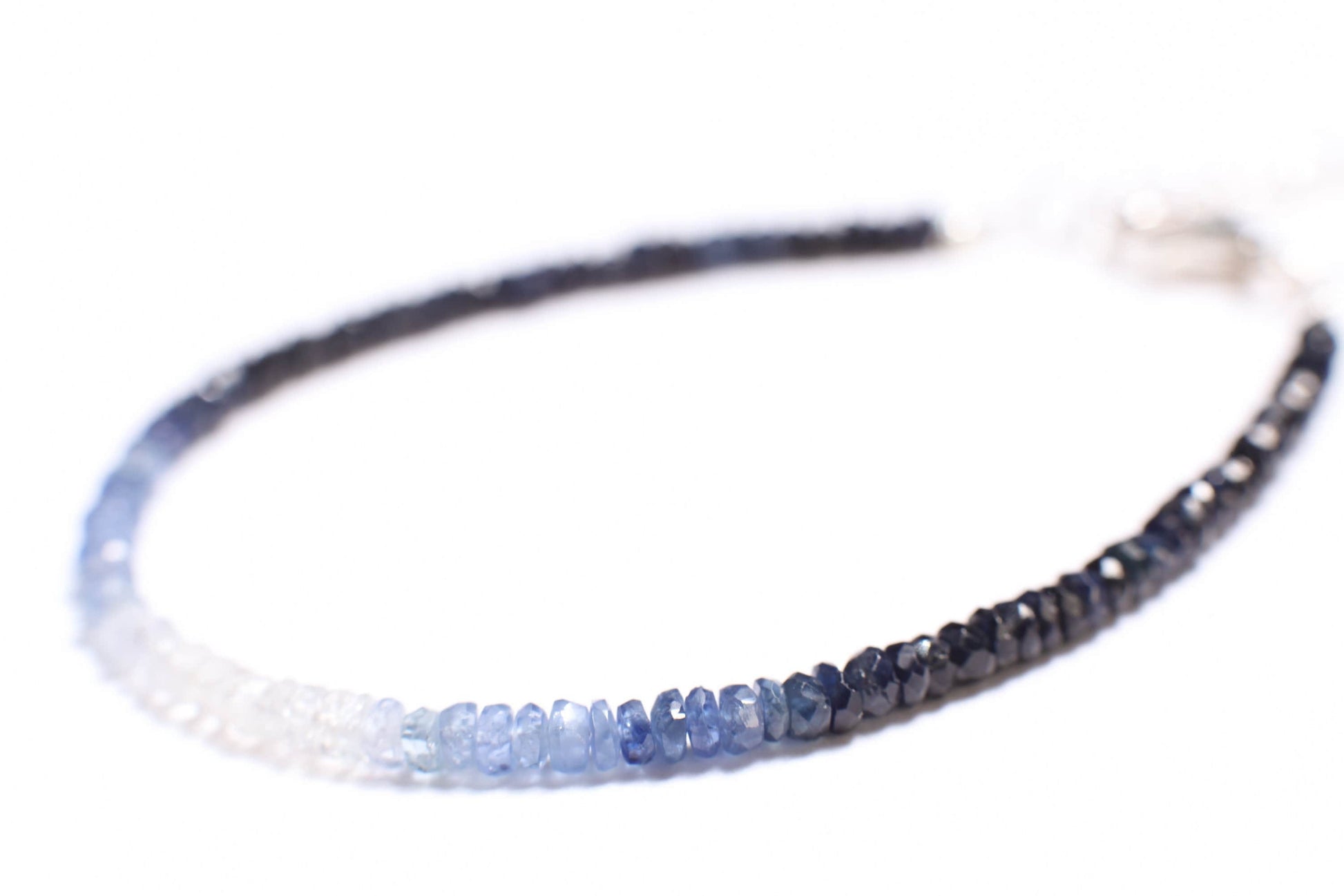 Ombre Sapphire Faceted Rondelle 2.8-3mm Bracelet in 925 Sterling Silver Clasp and 1&quot; Extension Chain, AAAQuality, September Birthstone, Gift