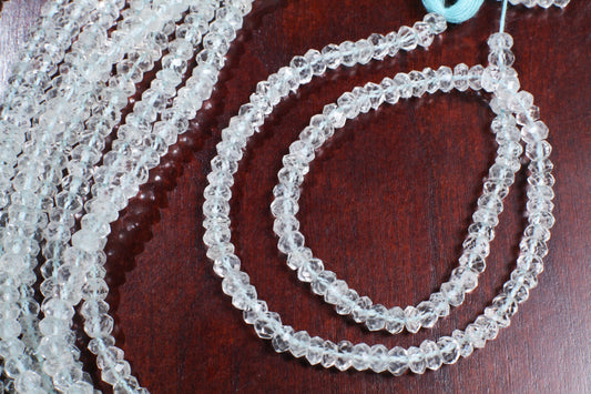Aquamarine Faceted Rondelle 5-6mm, Jewelry Making Necklace, Bracelet, DIY Gemstone Beads 13" Strand