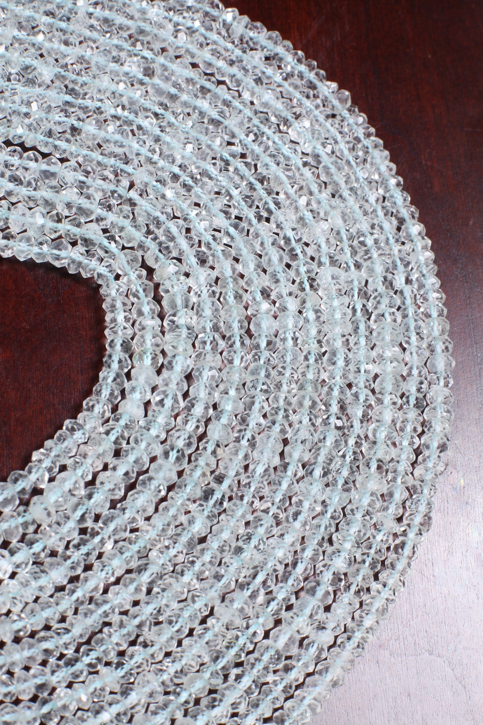 Aquamarine Faceted Rondelle 5-6mm, Jewelry Making Necklace, Bracelet, DIY Gemstone Beads 13" Strand