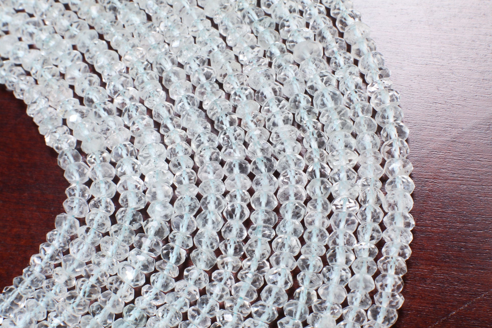 Aquamarine Faceted Rondelle 5-6mm, Jewelry Making Necklace, Bracelet, DIY Gemstone Beads 13" Strand