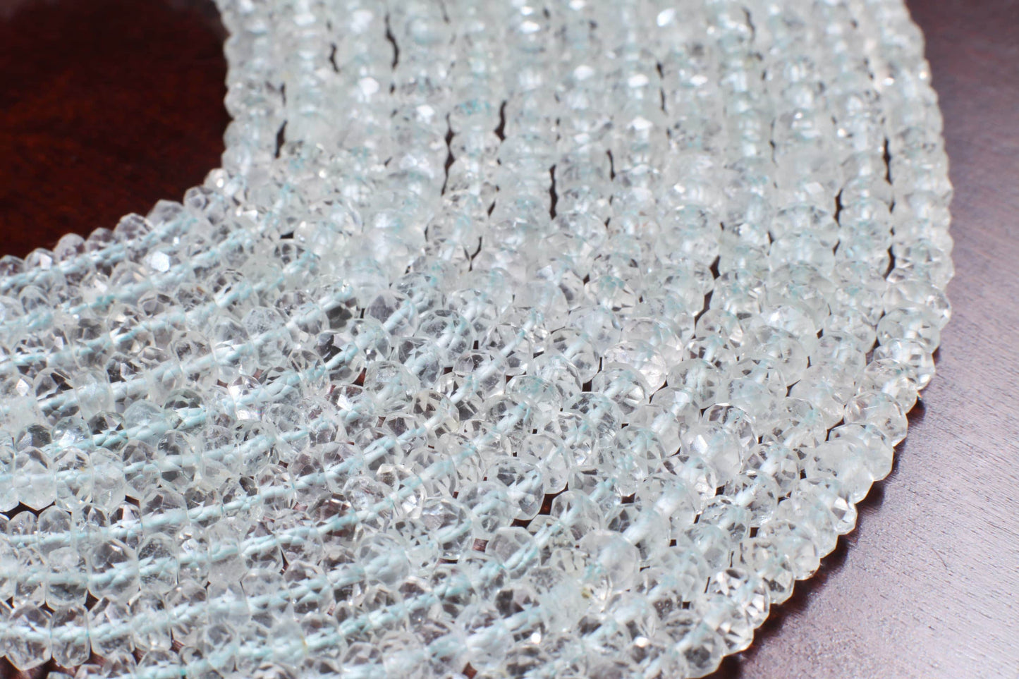 Aquamarine Faceted Rondelle 5-6mm, Jewelry Making Necklace, Bracelet, DIY Gemstone Beads 13" Strand