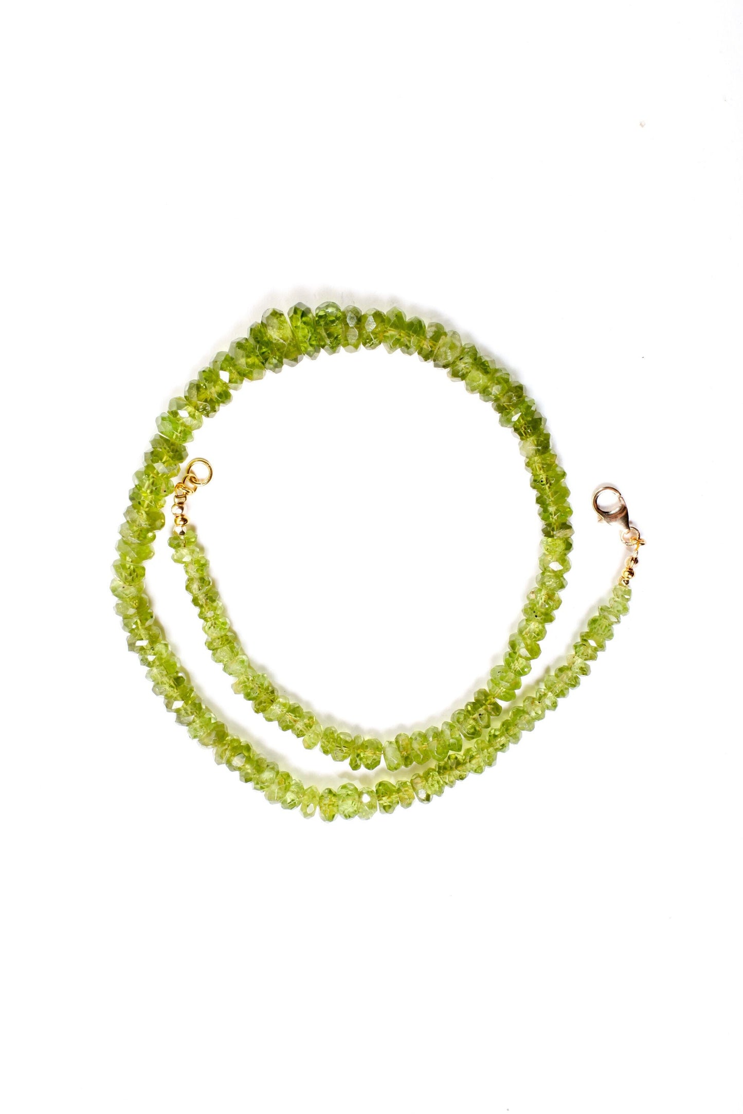 Natural Raw Peridot Graduated Tumbled Faceted Rondelle 6-14mm Gemstone Beads, One of a Kind Rare Necklace with 14K Gold Filled Clasp 19.5&quot;