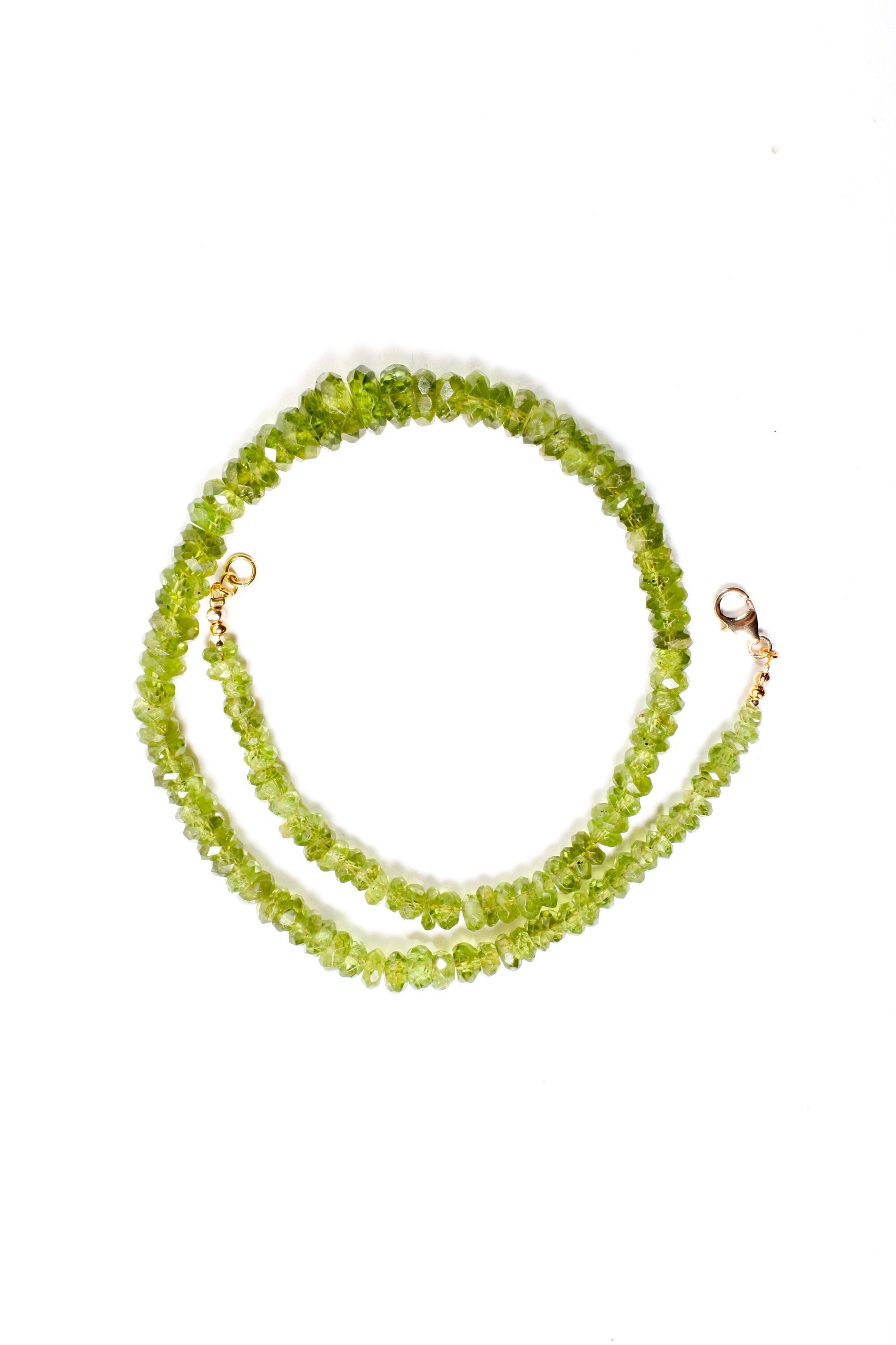 Natural Raw Peridot Graduated Tumbled Faceted Rondelle 6-14mm Gemstone Beads, One of a Kind Rare Necklace with 14K Gold Filled Clasp 19.5"