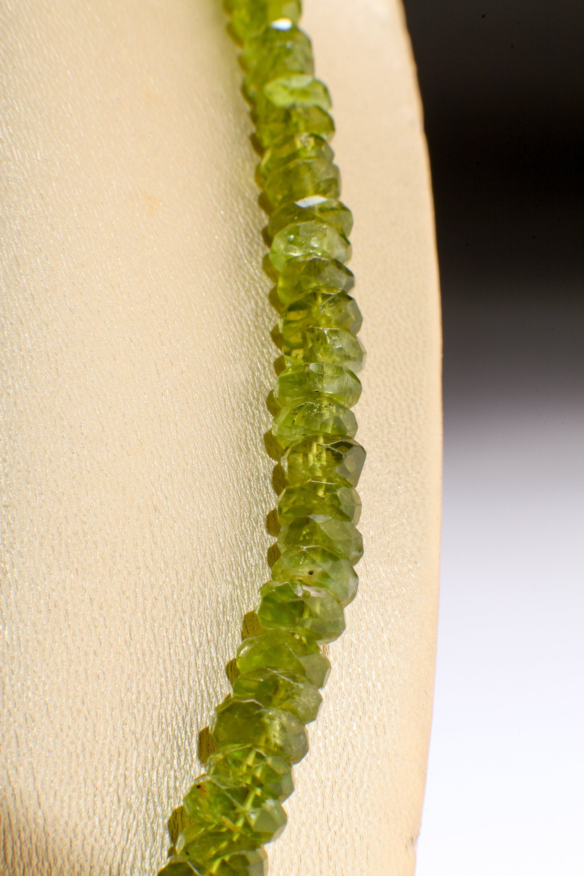 Natural Raw Peridot Graduated Tumbled Faceted Rondelle 6-14mm Gemstone Beads, One of a Kind Rare Necklace with 14K Gold Filled Clasp 19.5&quot;