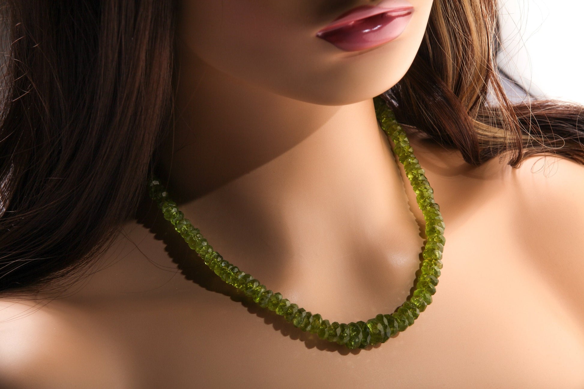 Natural Raw Peridot Graduated Tumbled Faceted Rondelle 6-14mm Gemstone Beads, One of a Kind Rare Necklace with 14K Gold Filled Clasp 19.5"