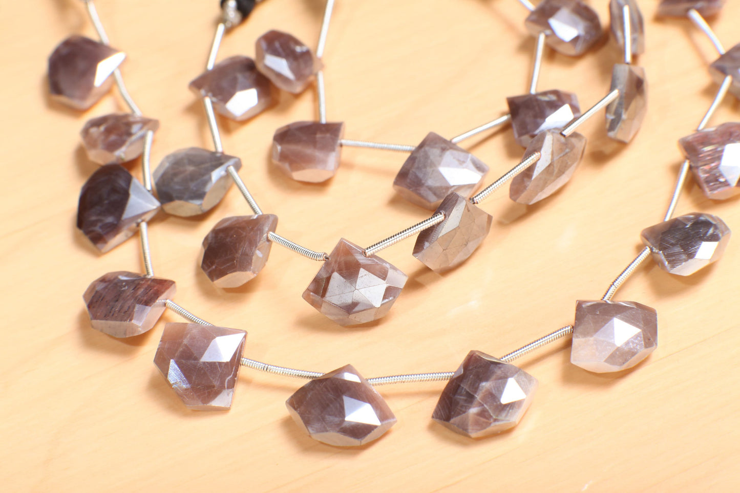 Chocolate Moonstone Faceted Pear drop, Top Drilled, fancy shape Diamond cut 13x15-16mm,13Pcs