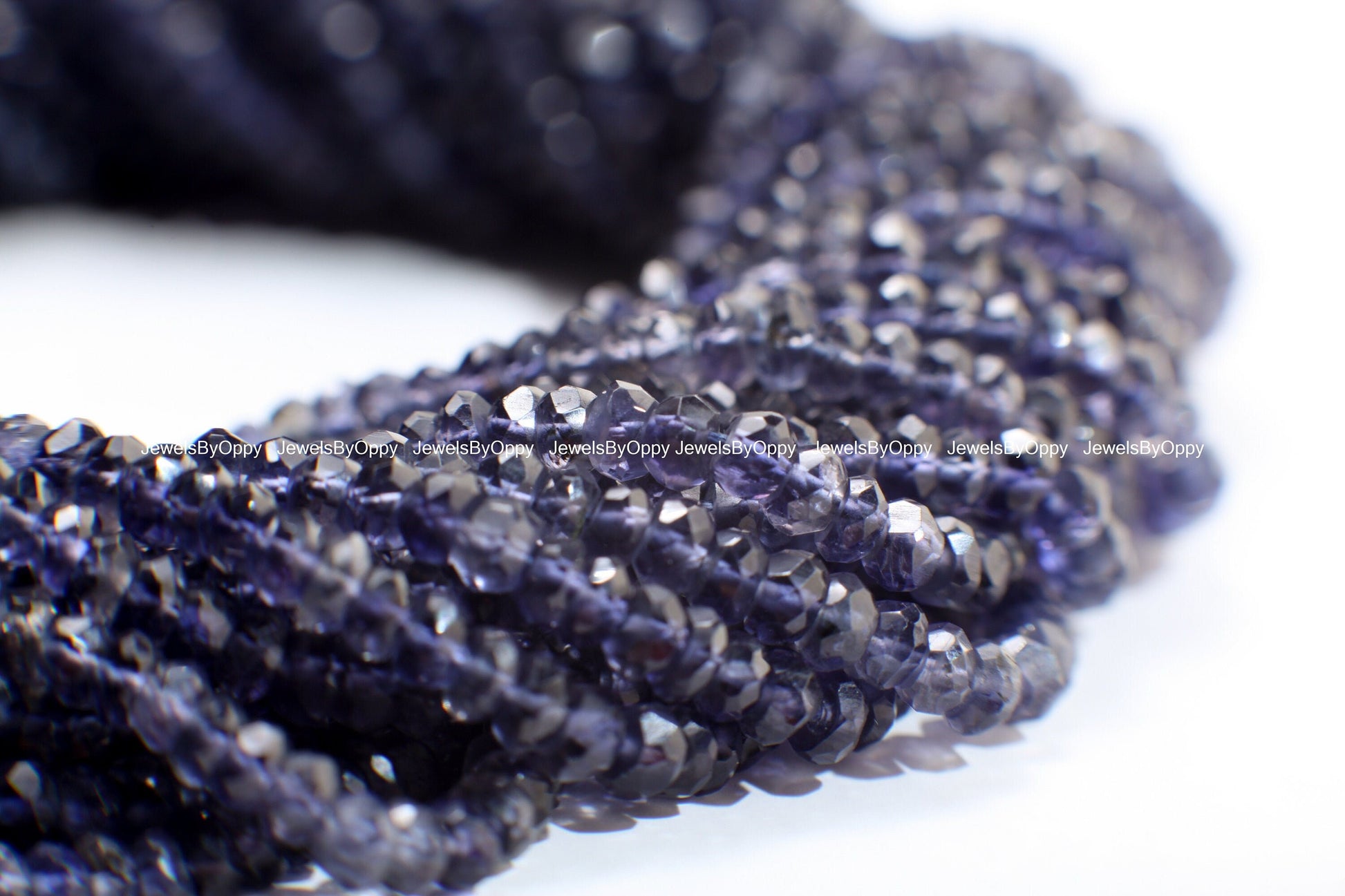 Iolite Rondelle 4.5-5mm Beads, Natural Iolite Micro Faceted Gemstone Jewelry Making Beads 12&quot; Strand