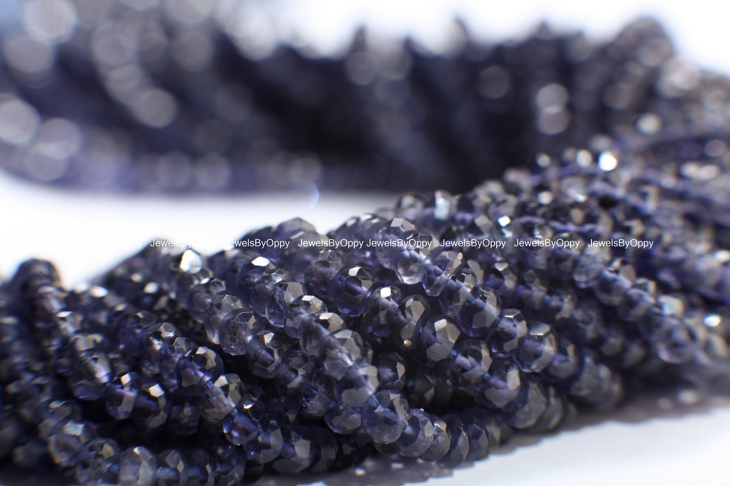 Iolite Rondelle 4.5-5mm Beads, Natural Iolite Micro Faceted Gemstone Jewelry Making Beads 12&quot; Strand