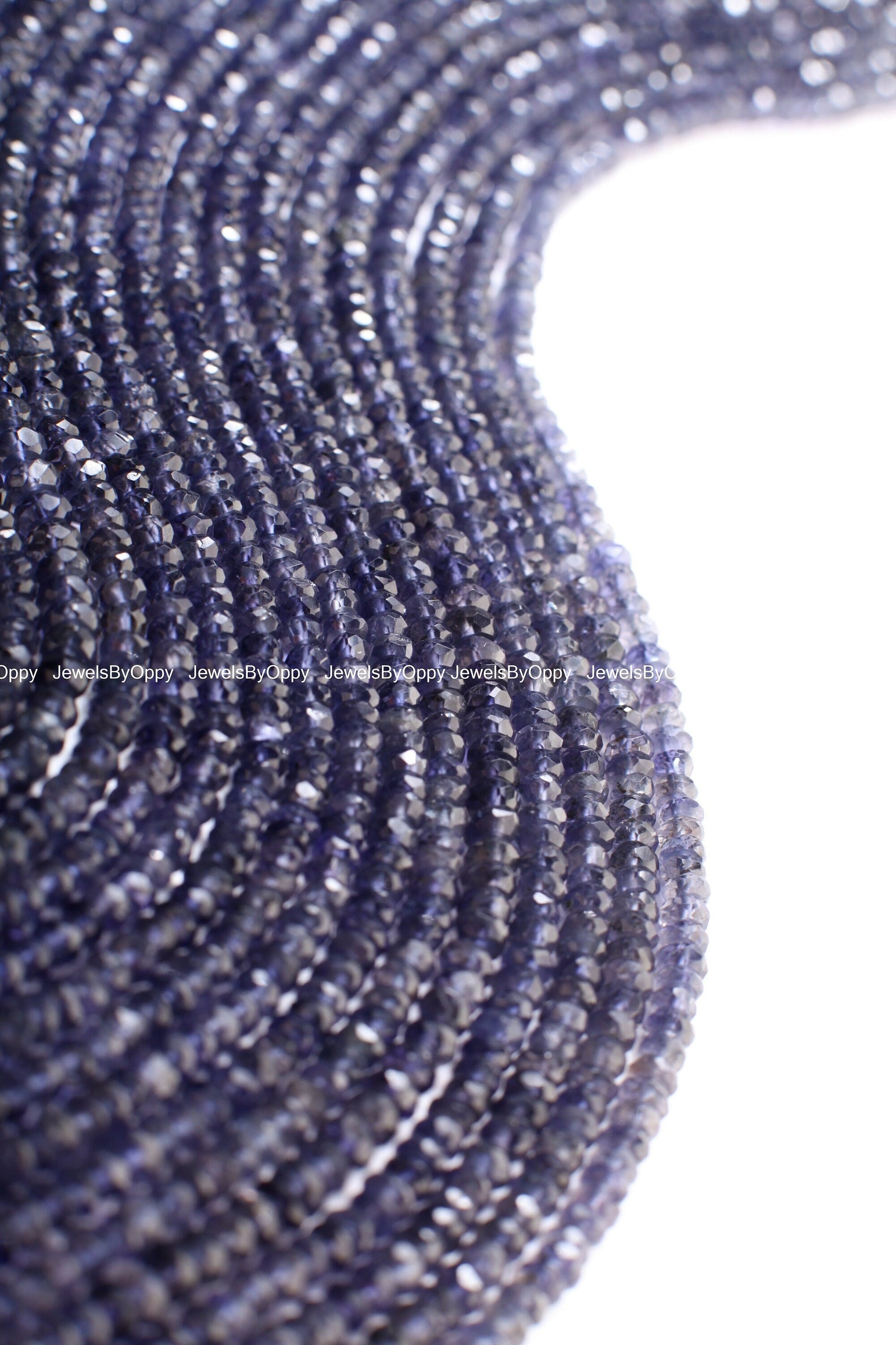 Iolite Rondelle 4.5-5mm Beads, Natural Iolite Micro Faceted Gemstone Jewelry Making Beads 12&quot; Strand