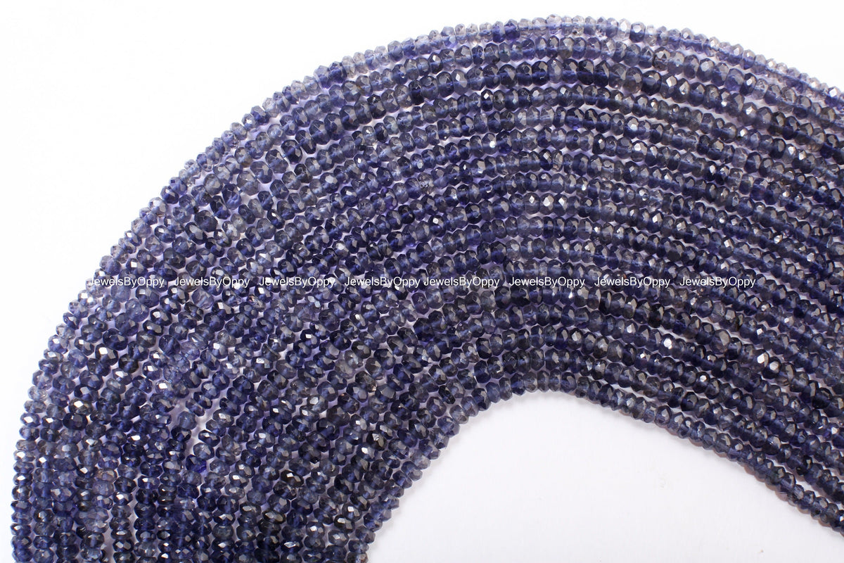 Iolite Rondelle 4.5-5mm Beads, Natural Iolite Micro Faceted Gemstone Jewelry Making Beads 12" Strand