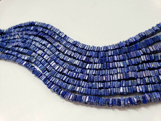 Genuine Lapis Lazuli 5mm Square heishi washer Beads Jewelry Making 8&quot; Strand