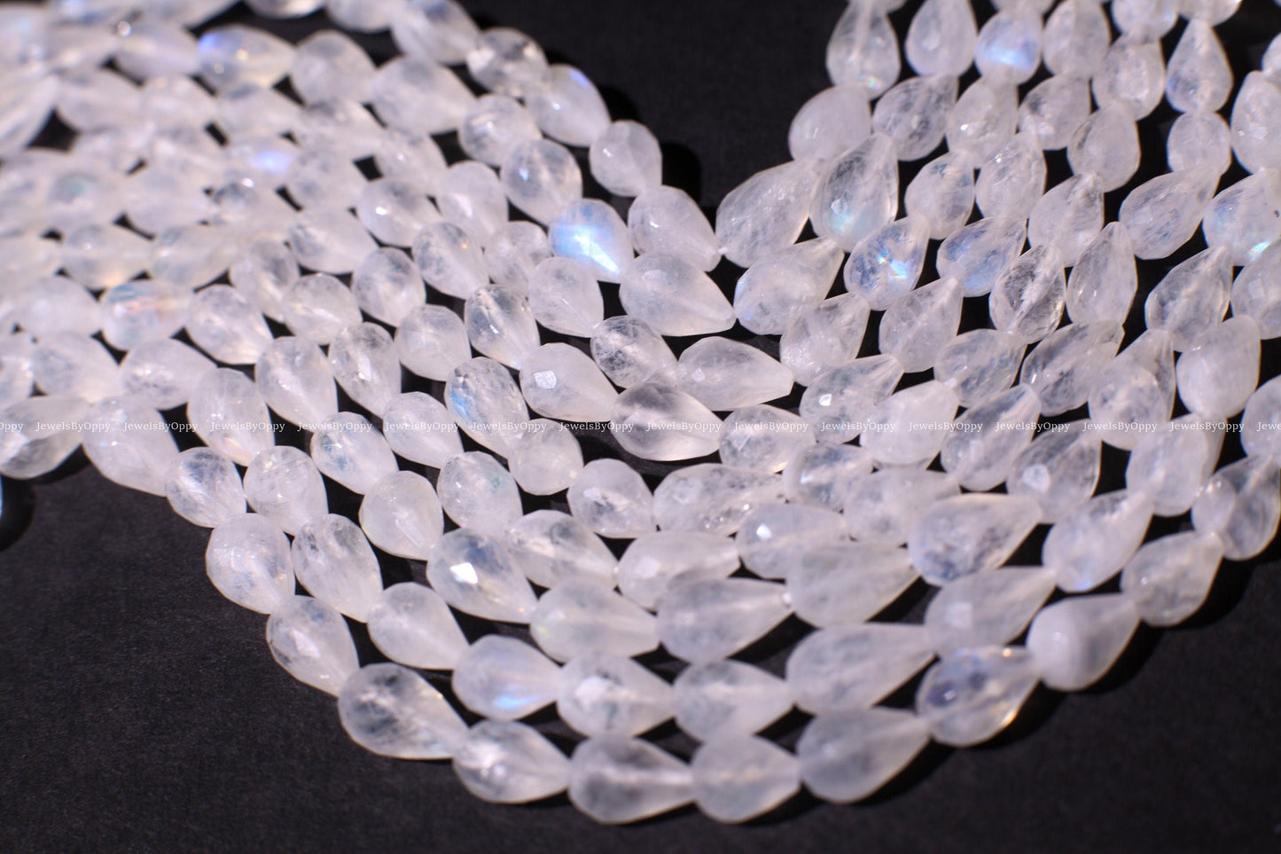 Rainbow Moonstone Faceted Briolette 6x8-9mm Gemstone, July Birthstone, Jewelry Making Beads, Natural Gemstone Drop 10&quot; Strand ,approx. 30pcs