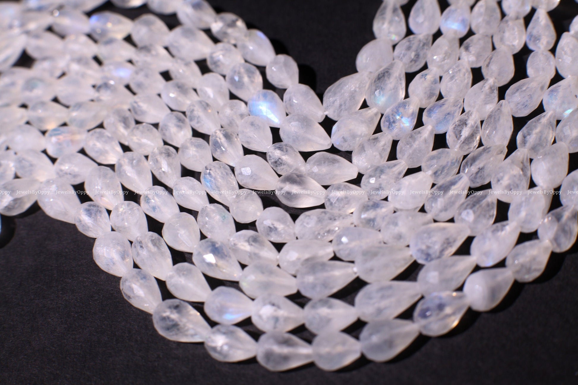 Rainbow Moonstone Faceted Briolette 6x8-9mm Gemstone, July Birthstone, Jewelry Making Beads, Natural Gemstone Drop 10&quot; Strand ,approx. 30pcs
