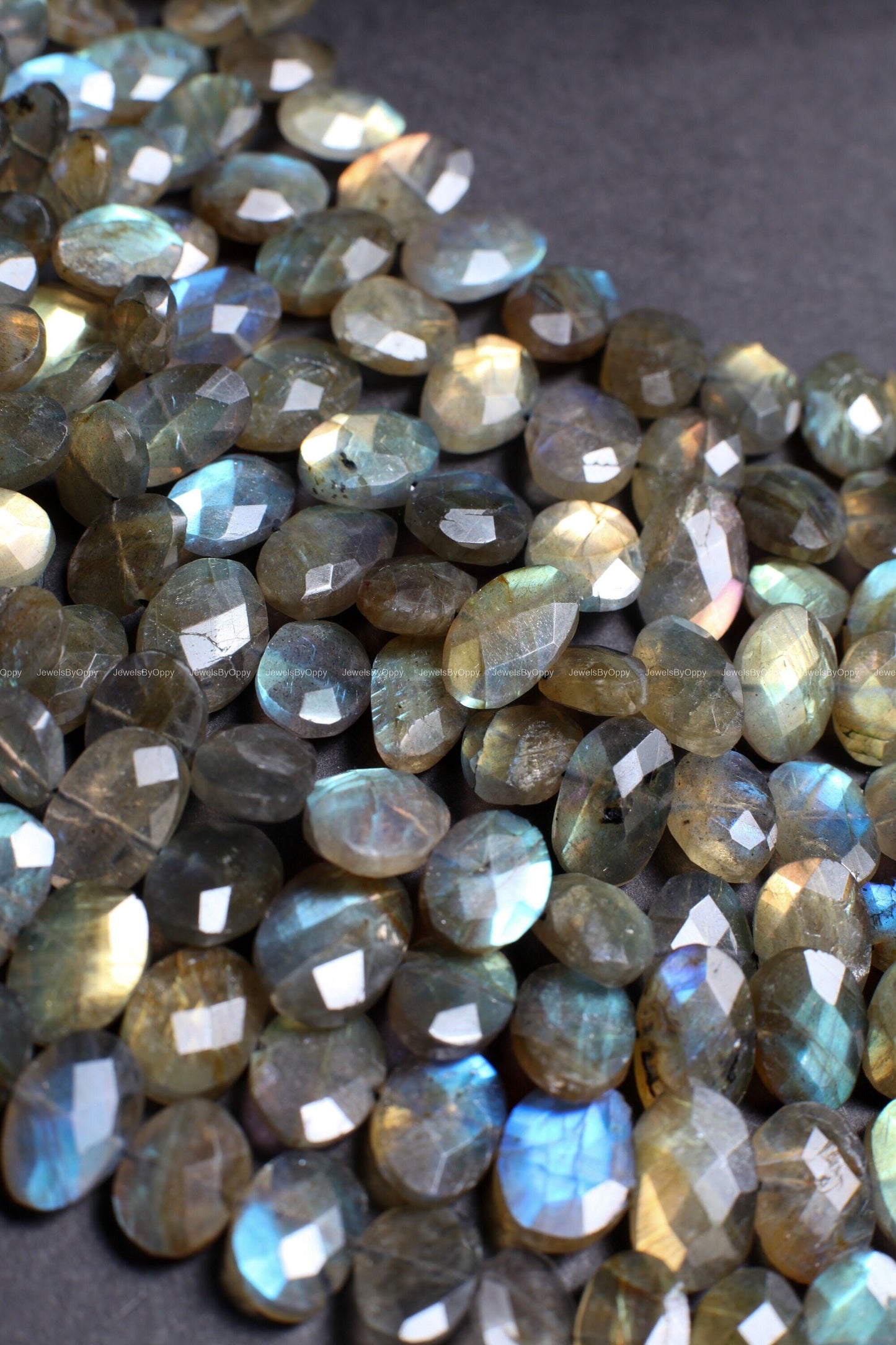 Natural Labradorite Faceted Oval 10x13-11x17mm High quality, Grey Flashy Jewelry Making Gemstone Center Drilled,Rare shape Beads .