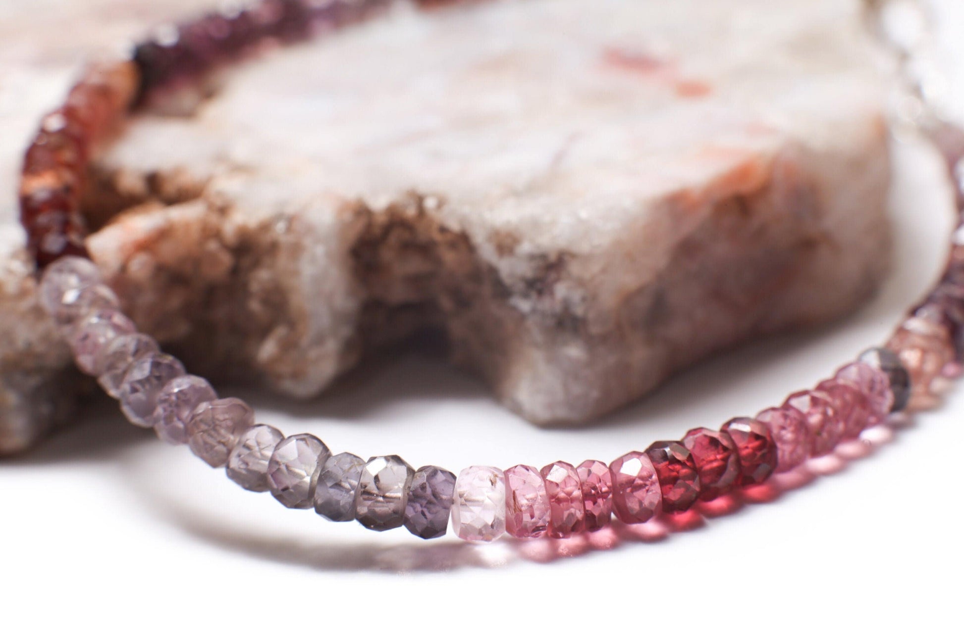 Genuine Multi Spinel Faceted Rondelle 3.5-4mm Bracelet in 925 Sterling Silver, 14K Gold Filled Clasp and Optional 1&quot; Extension Chain