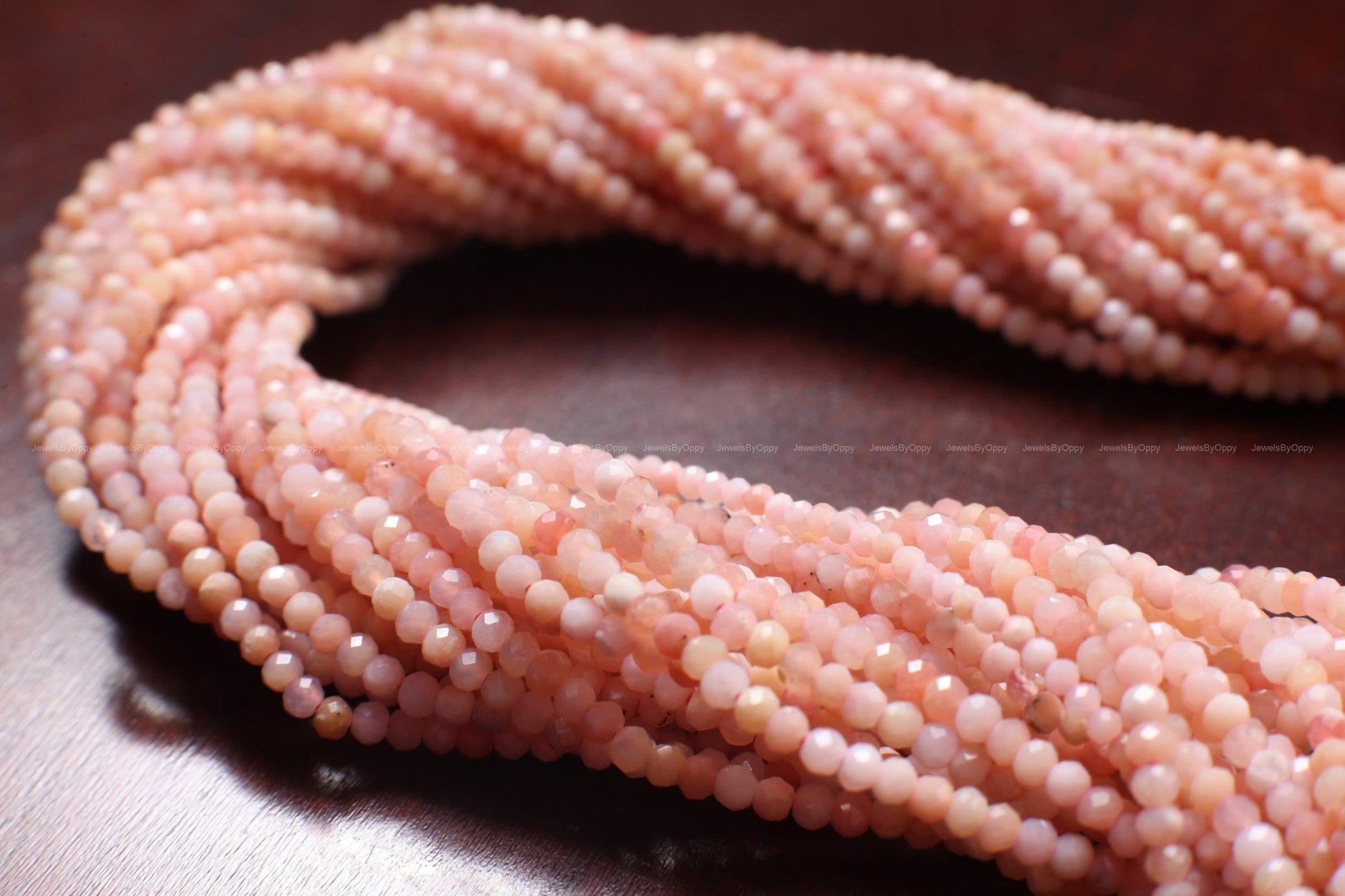 Pink Opal Rondelle, 2, 2.5, 3mm Natural Peruvian Pink Opal Faceted Roundel, Jewelry Making Gemstone Beads 13" Strand