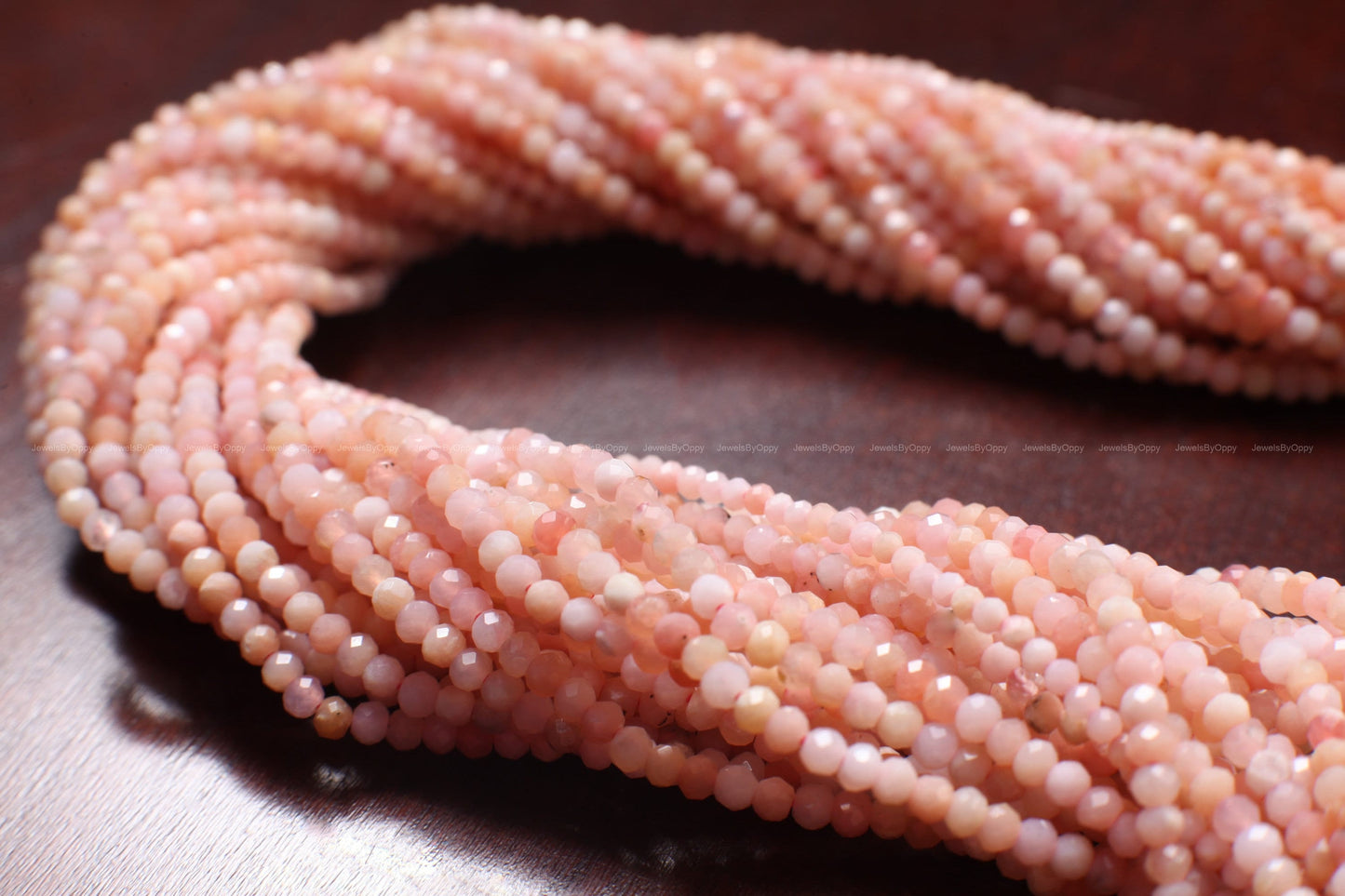 Pink Opal Rondelle, 2, 2.5, 3mm Natural Peruvian Pink Opal Faceted Roundel, Jewelry Making Gemstone Beads 13" Strand