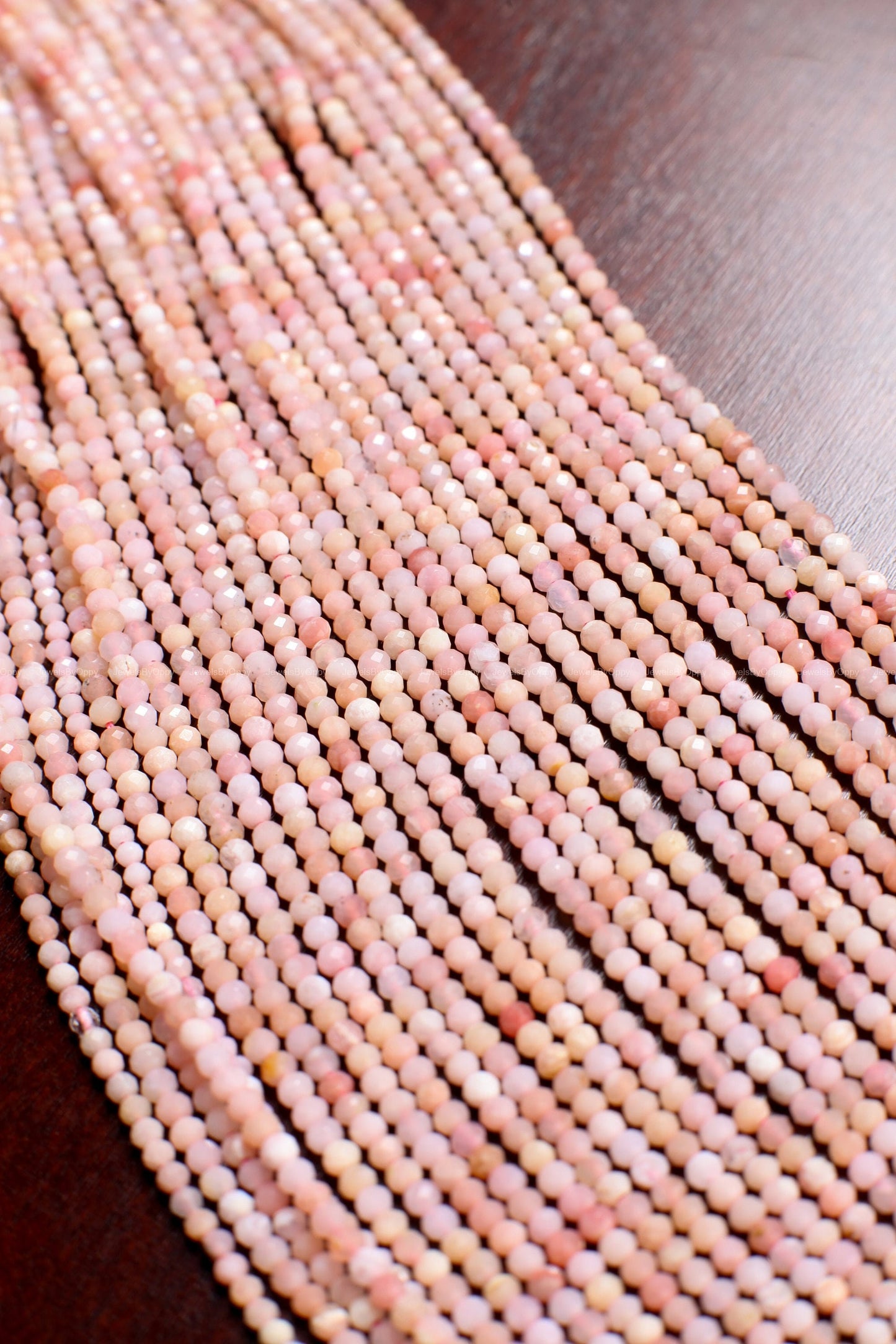 Pink Opal Rondelle, 2, 2.5, 3mm Natural Peruvian Pink Opal Faceted Roundel, Jewelry Making Gemstone Beads 13&quot; Strand