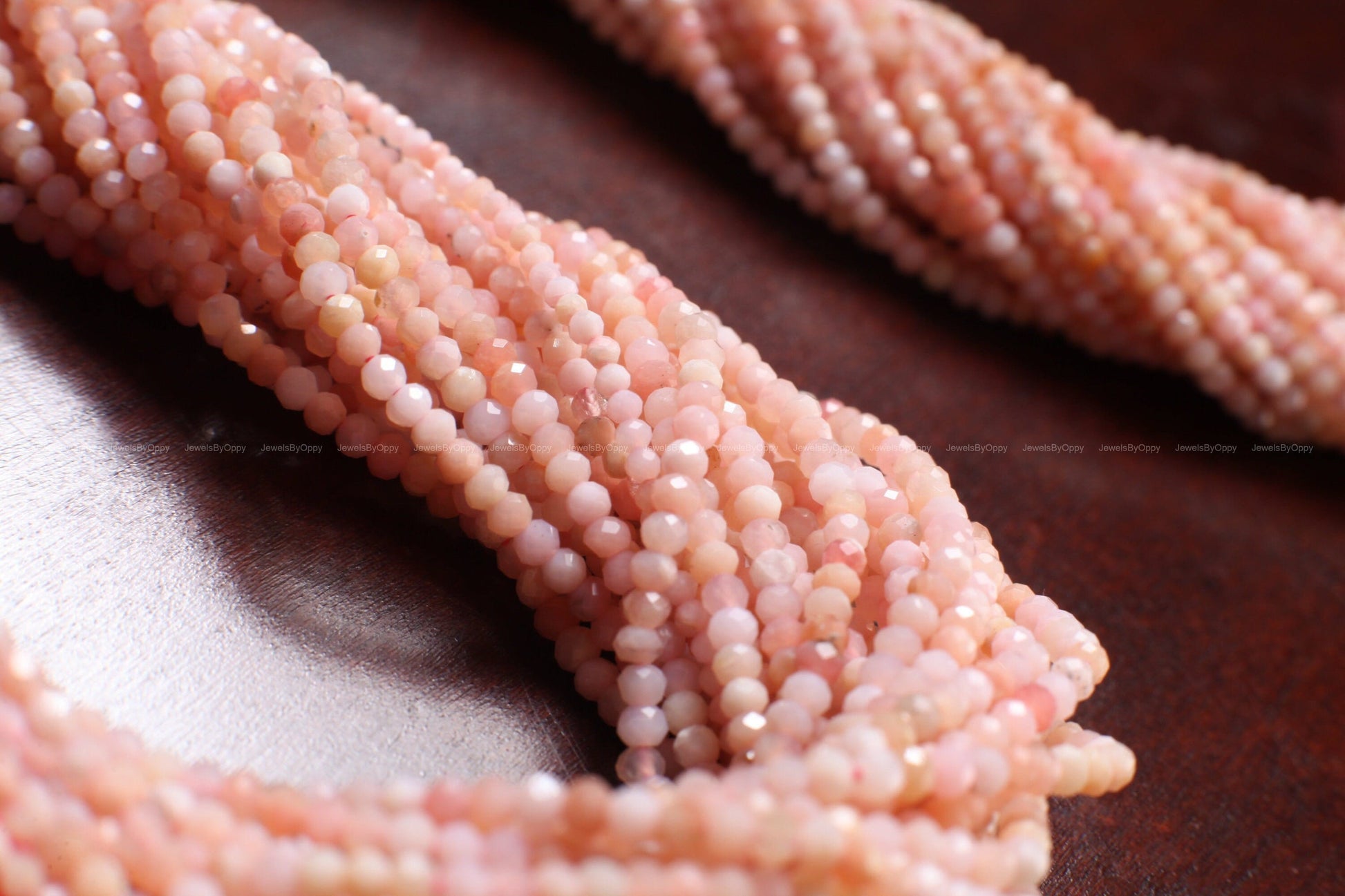 Pink Opal Rondelle, 2, 2.5, 3mm Natural Peruvian Pink Opal Faceted Roundel, Jewelry Making Gemstone Beads 13&quot; Strand