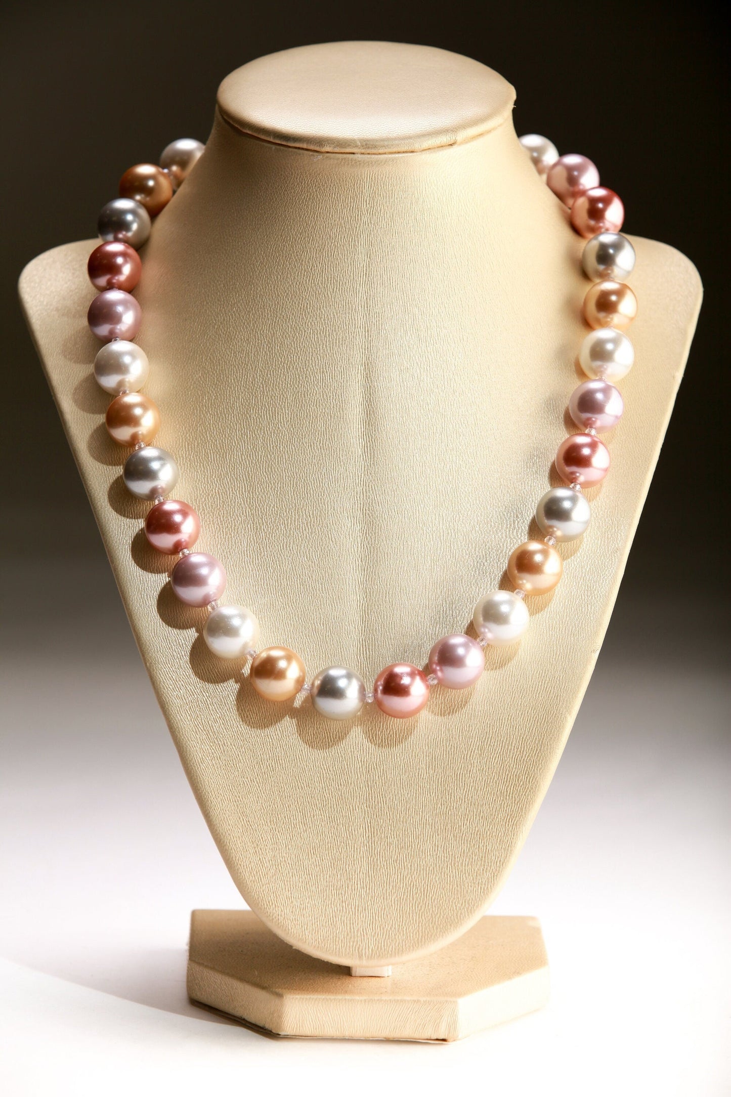 Multi South Seashell Pearl 14mm with Strong Magnetic Clasp , AAA quality high luster , soft pink multi color Necklace, elegant wear , gift