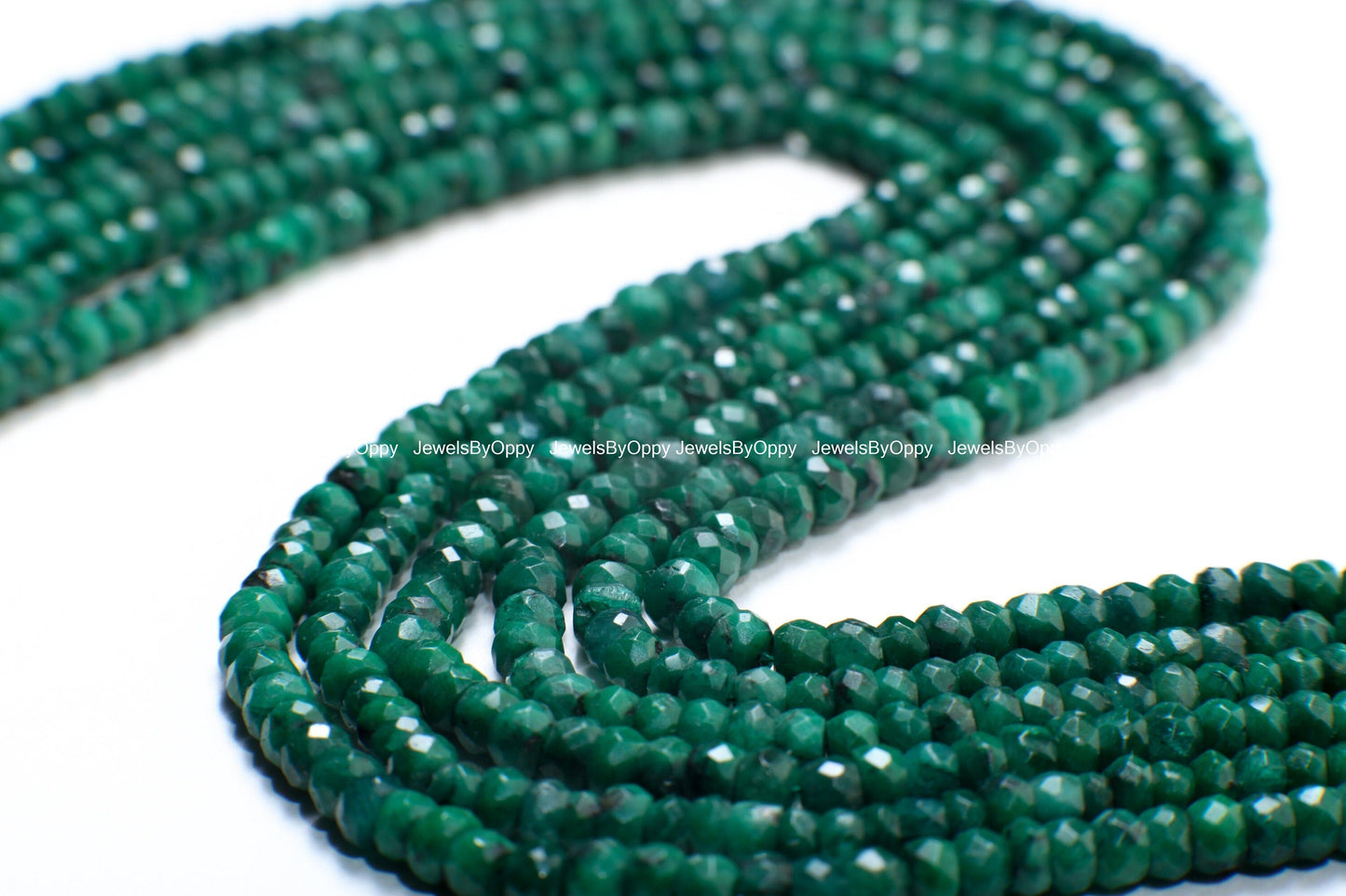 Genuine Emerald Faceted Rondelle 4-4.5mm Jewelry Making Gemstone Beads 13&quot; Strand, May birthstone