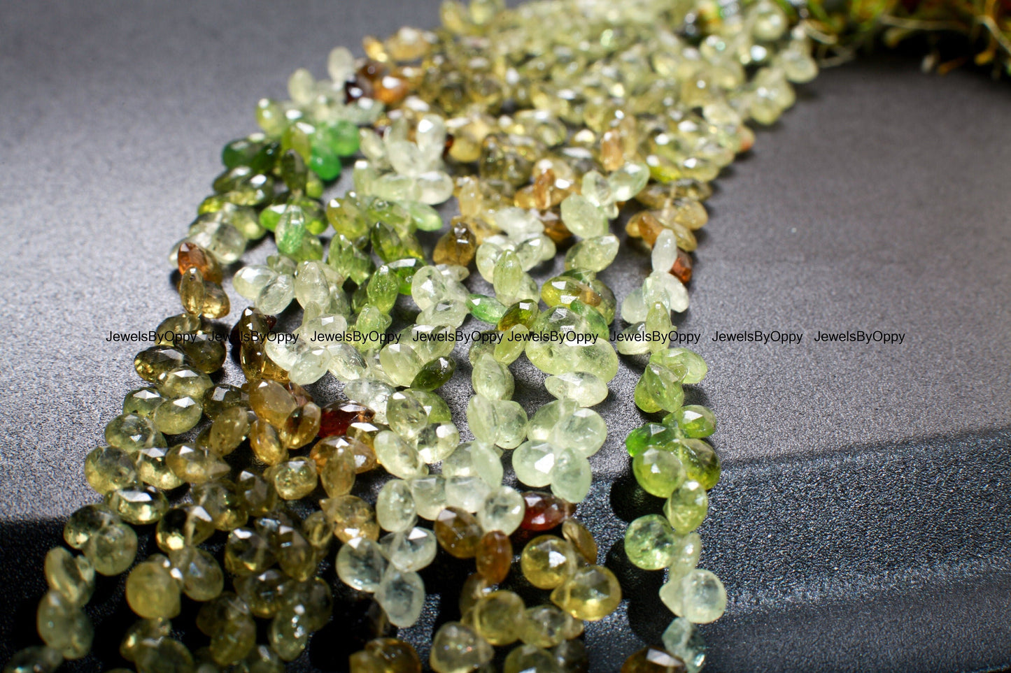 Natural Grossular Garnet, Green Garnet Shaded Faceted Heart Briolette 5-6mm Gemstone AAA rare Jewelry Making Beads, 3&quot;/7&quot; Strand