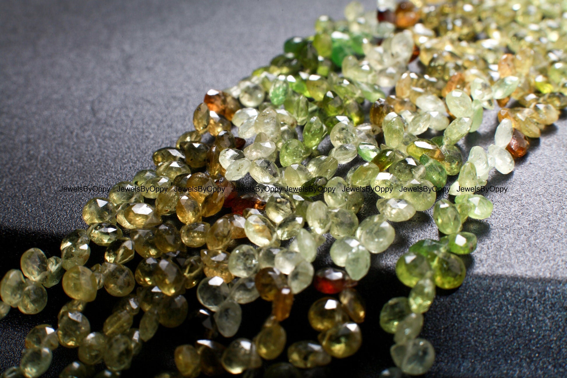 Natural Grossular Garnet, Green Garnet Shaded Faceted Heart Briolette 5-6mm Gemstone AAA rare Jewelry Making Beads, 3&quot;/7&quot; Strand