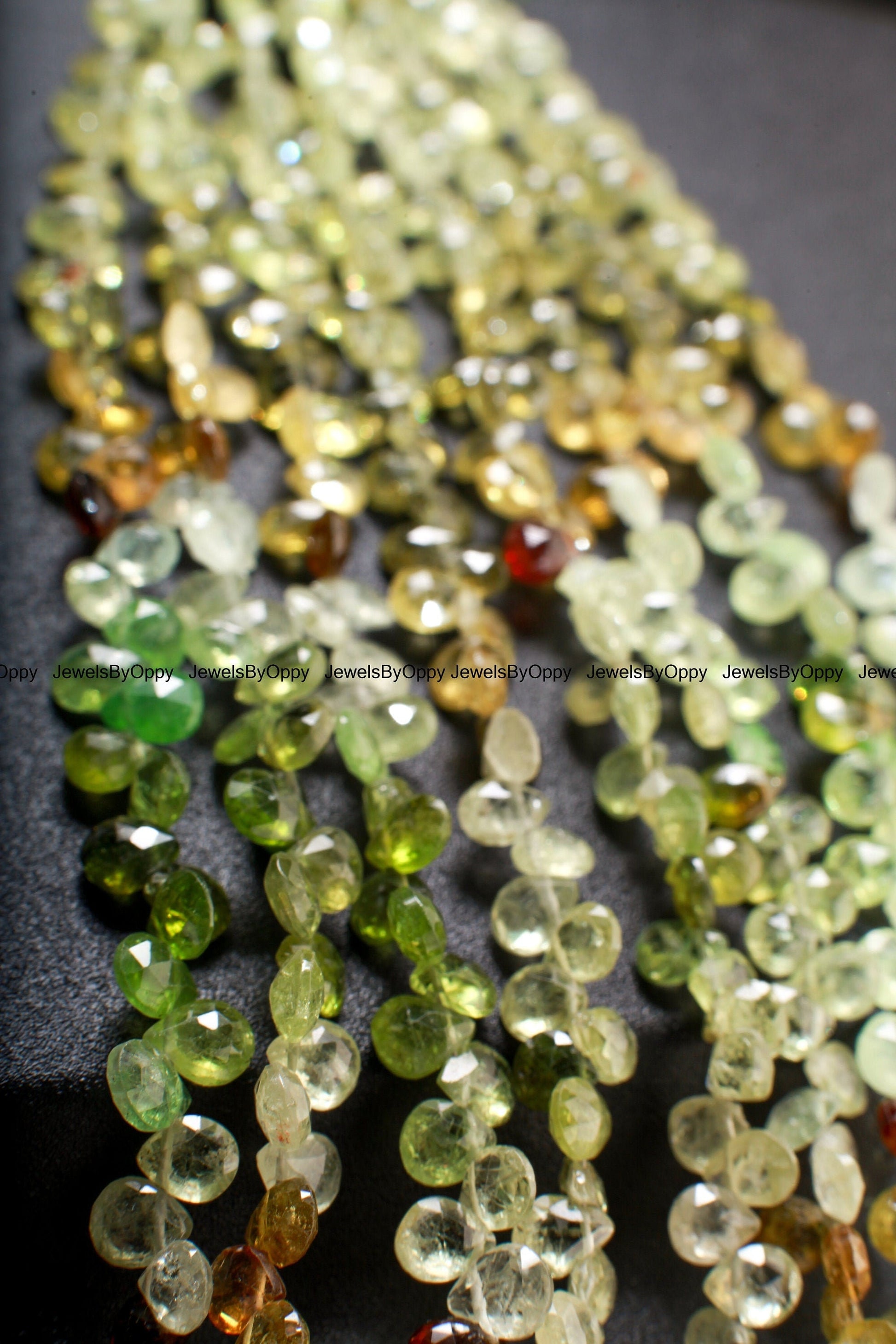 Natural Grossular Garnet, Green Garnet Shaded Faceted Heart Briolette 5-6mm Gemstone AAA rare Jewelry Making Beads, 3&quot;/7&quot; Strand