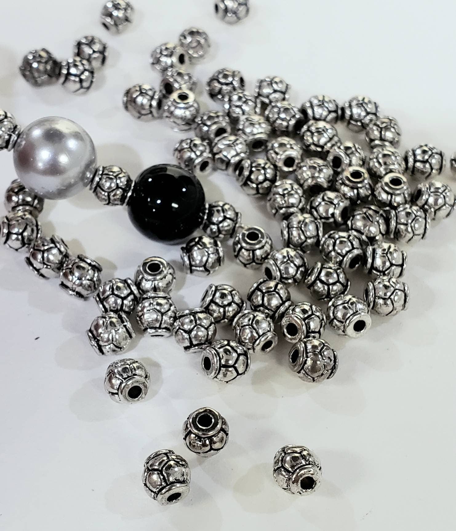 925 Sterling Silver bali 5mm spacer bead, heavy weight vintage handmade bali bead for jewelry making. Sell by 6 pcs set .