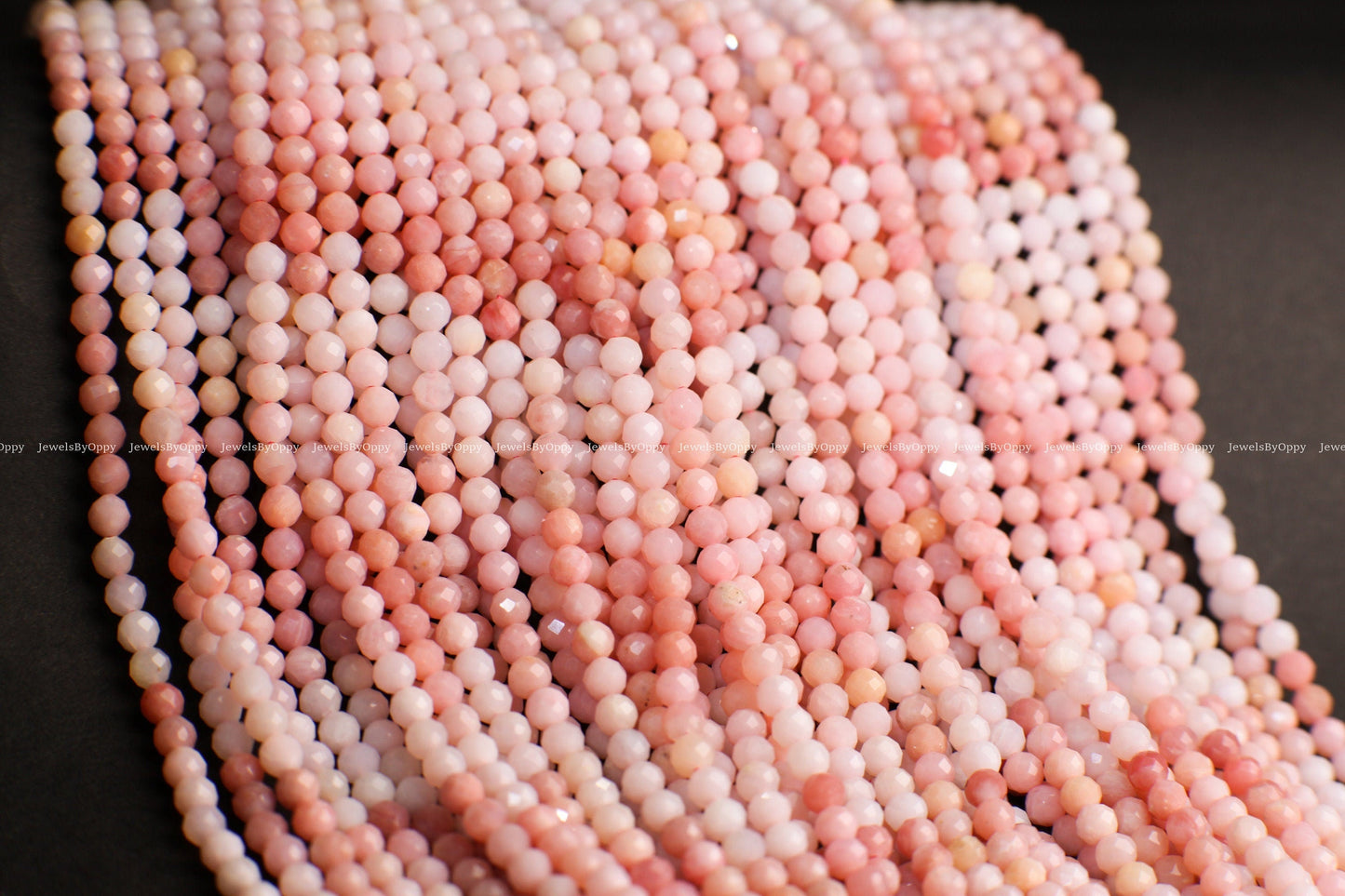 Natural Pink Peruvian Opal Faceted 4.5mm Round, High Quality Jewelry Making Gemstone Beads 12.5&quot; Strand