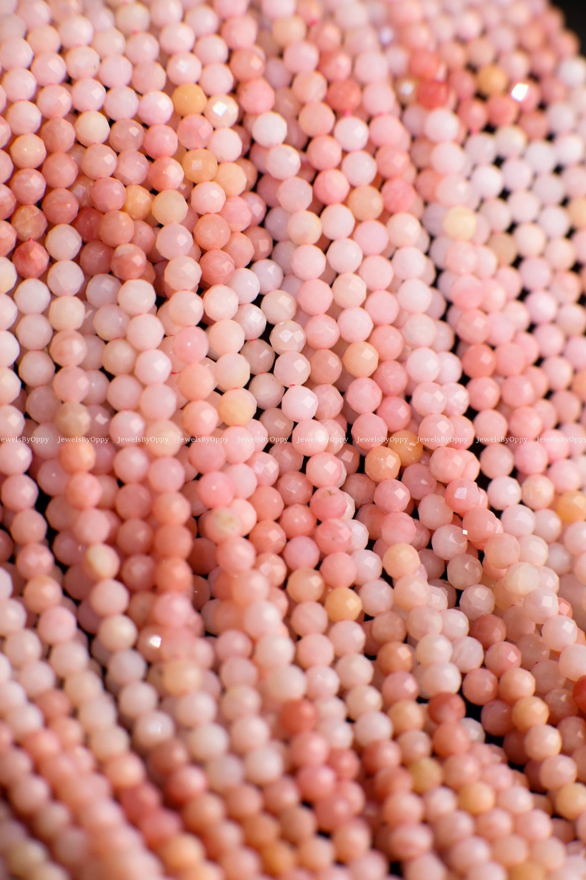 Natural Pink Peruvian Opal Faceted 4.5mm Round, High Quality Jewelry Making Gemstone Beads 12.5" Strand