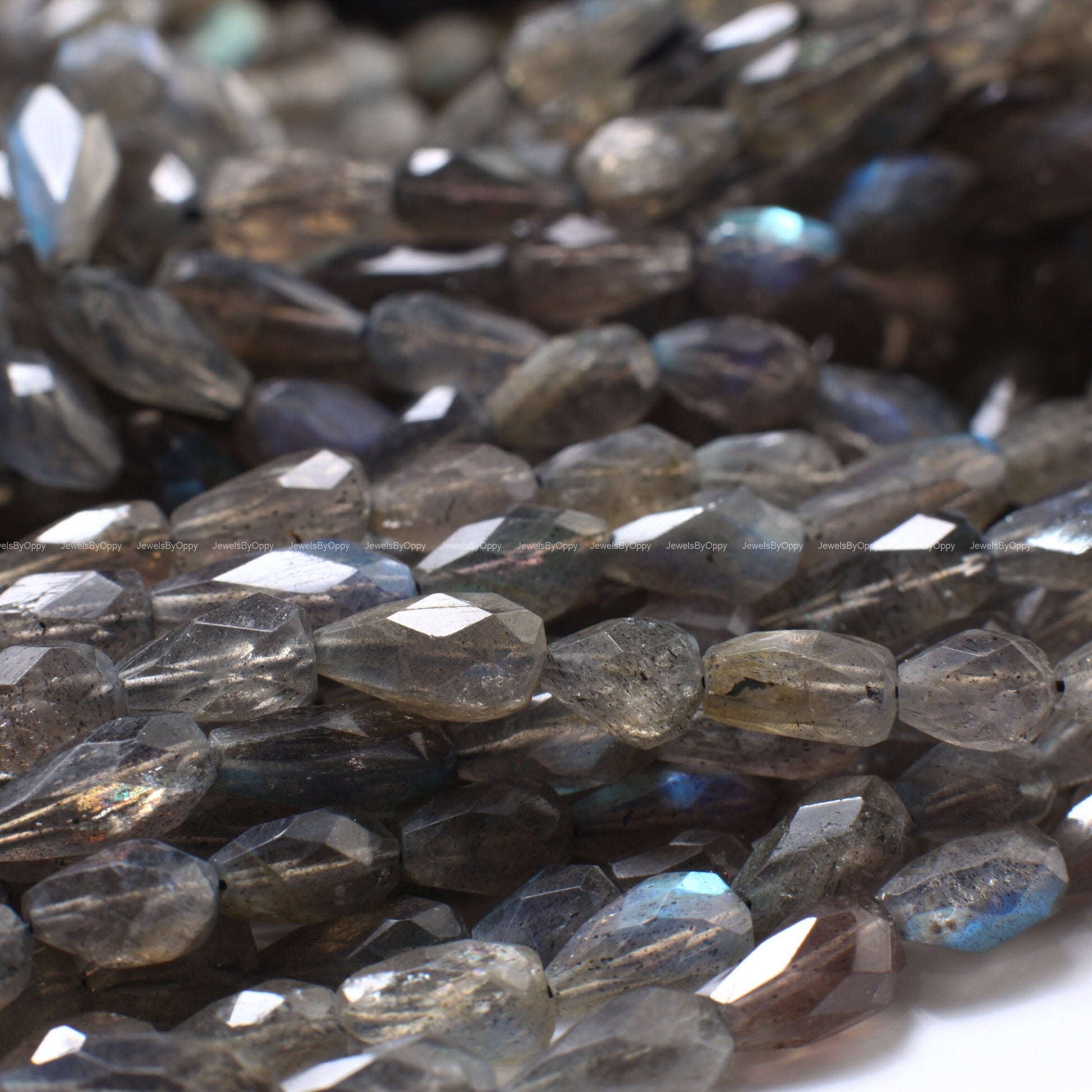 Natural Labradorite Briolette top to bottom drilled 5x7-6x11mm Micro Faceted Blue Flash Teardrop Labradorite Beads 13.5" Strand