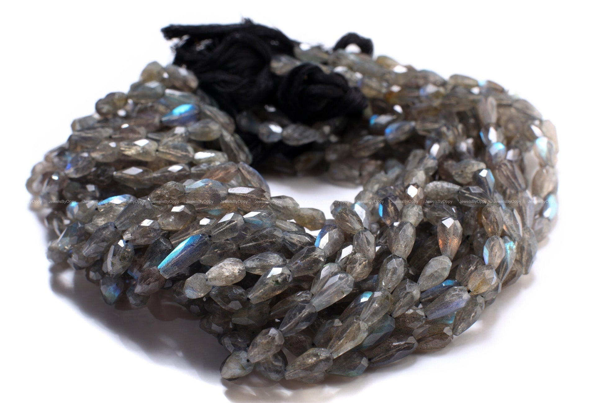 Natural Labradorite Briolette top to bottom drilled 5x7-6x11mm Micro Faceted Blue Flash Teardrop Labradorite Beads 13.5" Strand