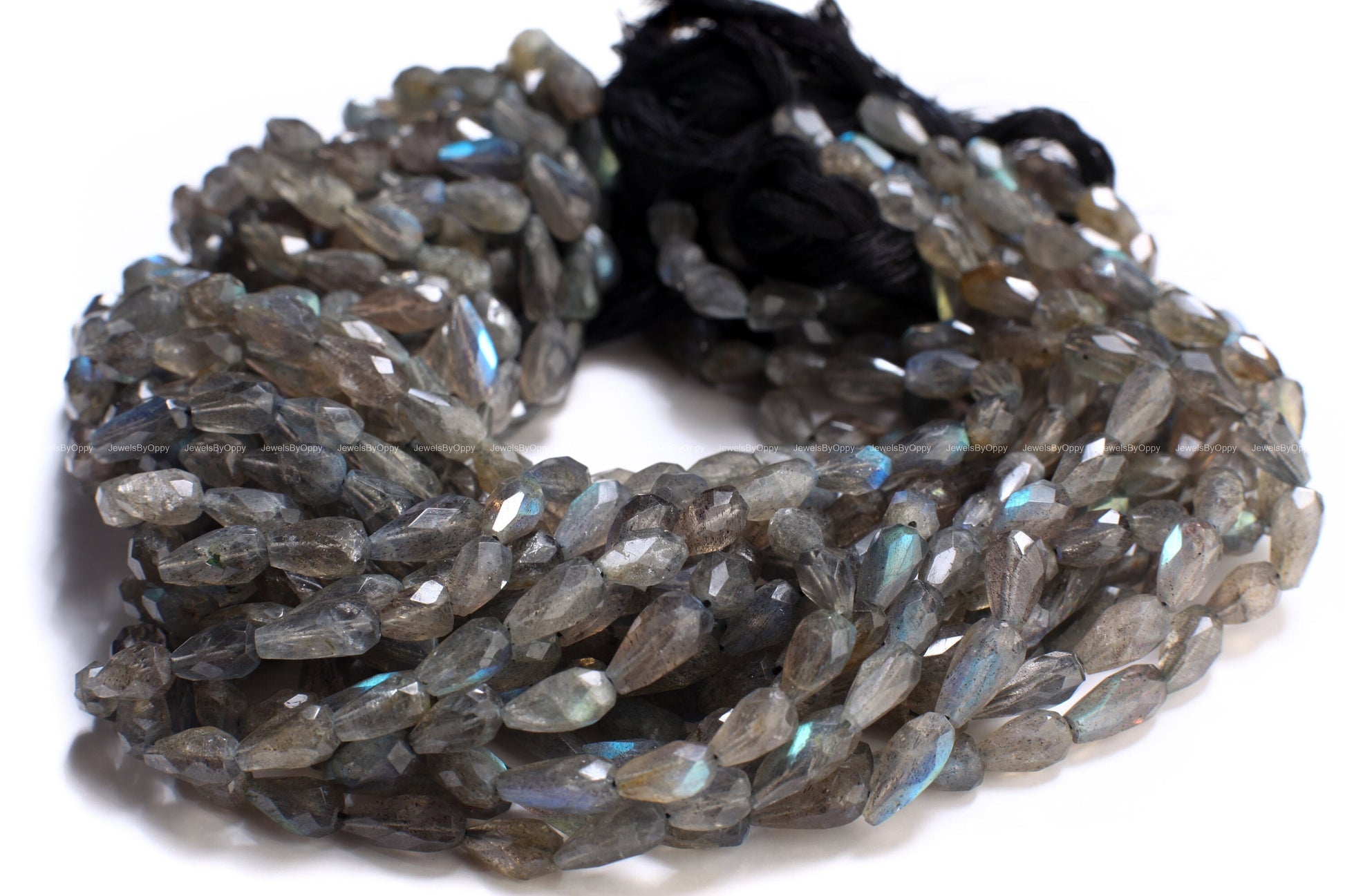 Natural Labradorite Briolette top to bottom drilled 5x7-6x11mm Micro Faceted Blue Flash Teardrop Labradorite Beads 13.5&quot; Strand