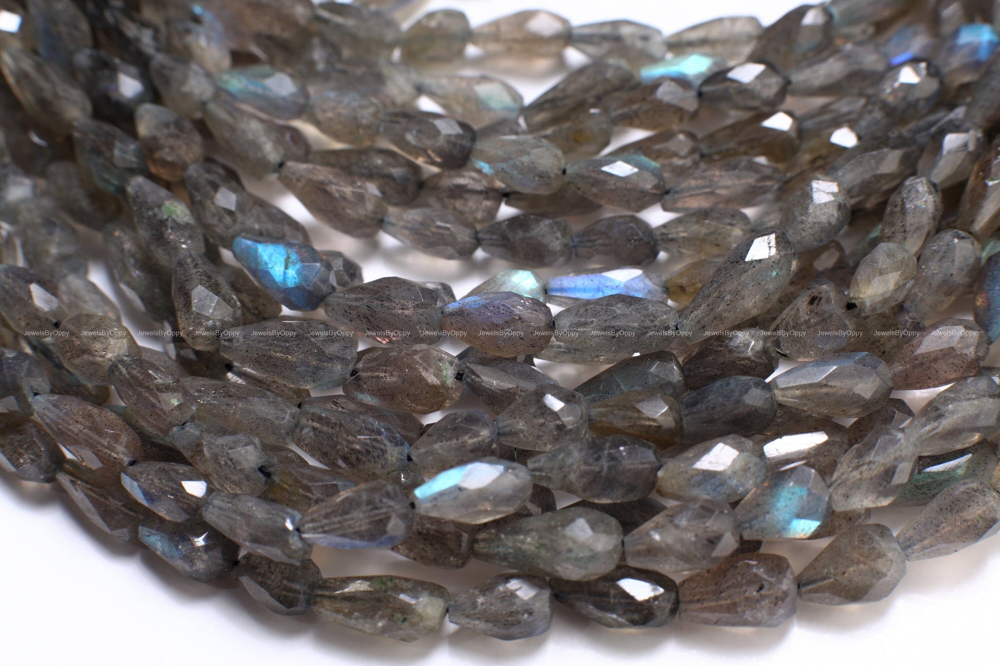 Natural Labradorite Briolette top to bottom drilled 5x7-6x11mm Micro Faceted Blue Flash Teardrop Labradorite Beads 13.5&quot; Strand