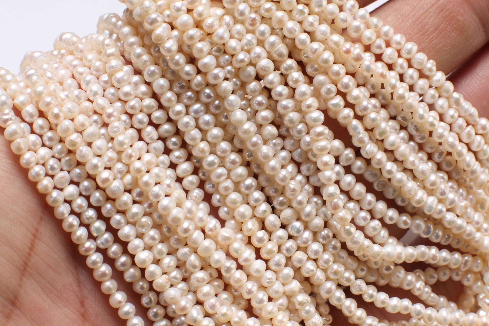 Genuine Freshwater Pearl Potato 2.5-4mm Seed Pearl, 13.5&quot; Strand