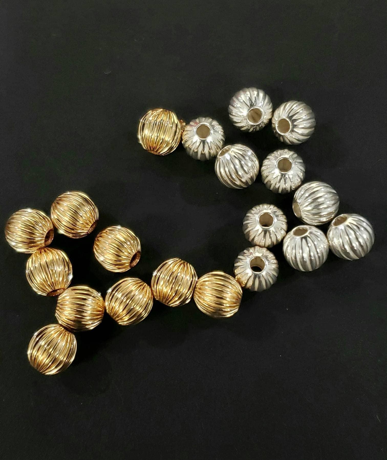 10 pcs 5mm corrugated round Fluted bead 925 sterling silver and 14k gold filled, Made in USA high quality jewelry making spacer bead .