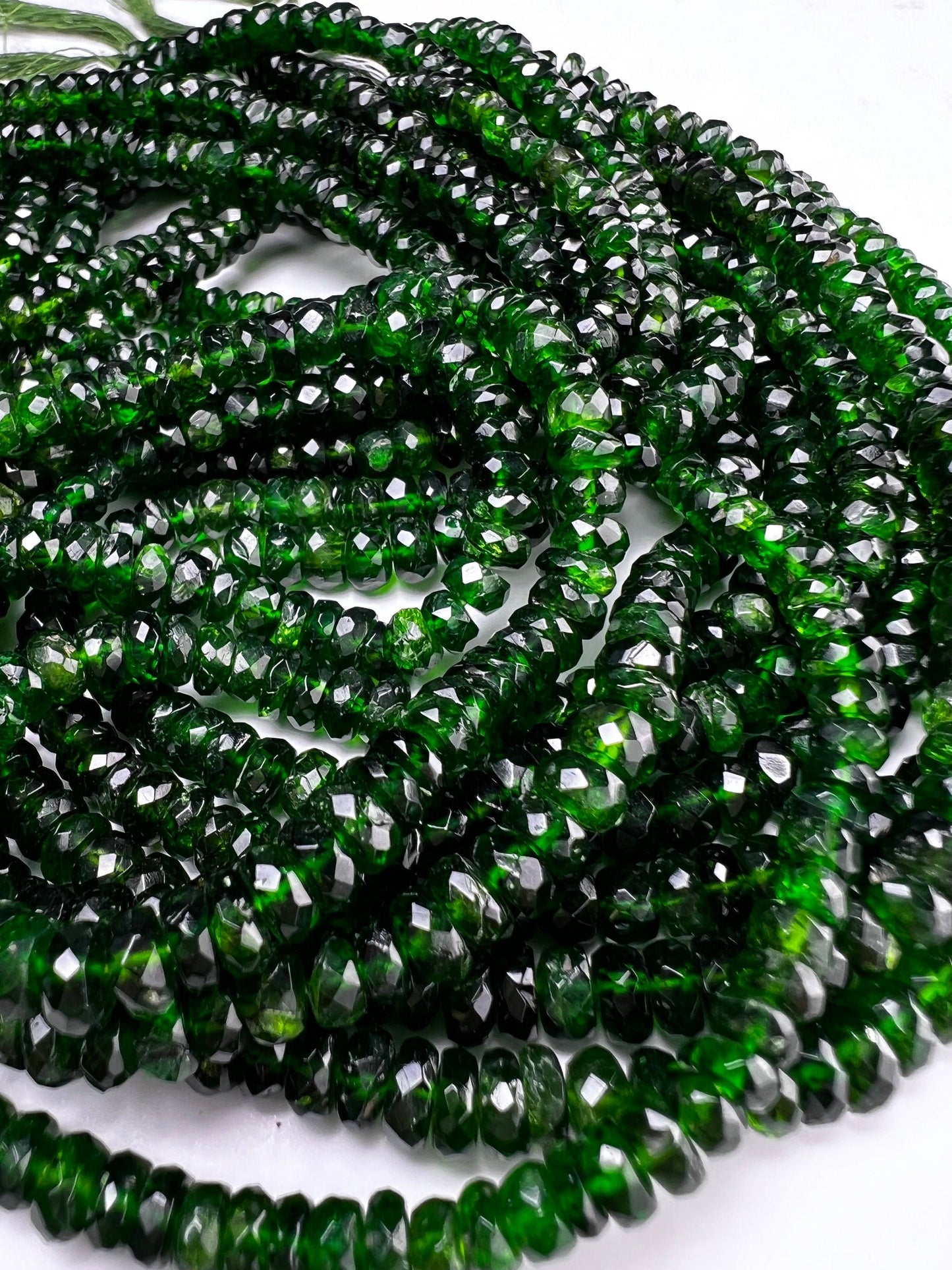 Natural Chrome Diopside 5-6.5mm Faceted Roundel Beads, AAA High Quality Rare beautiful Green Chrome diopside Beads. 6” ,12” strand